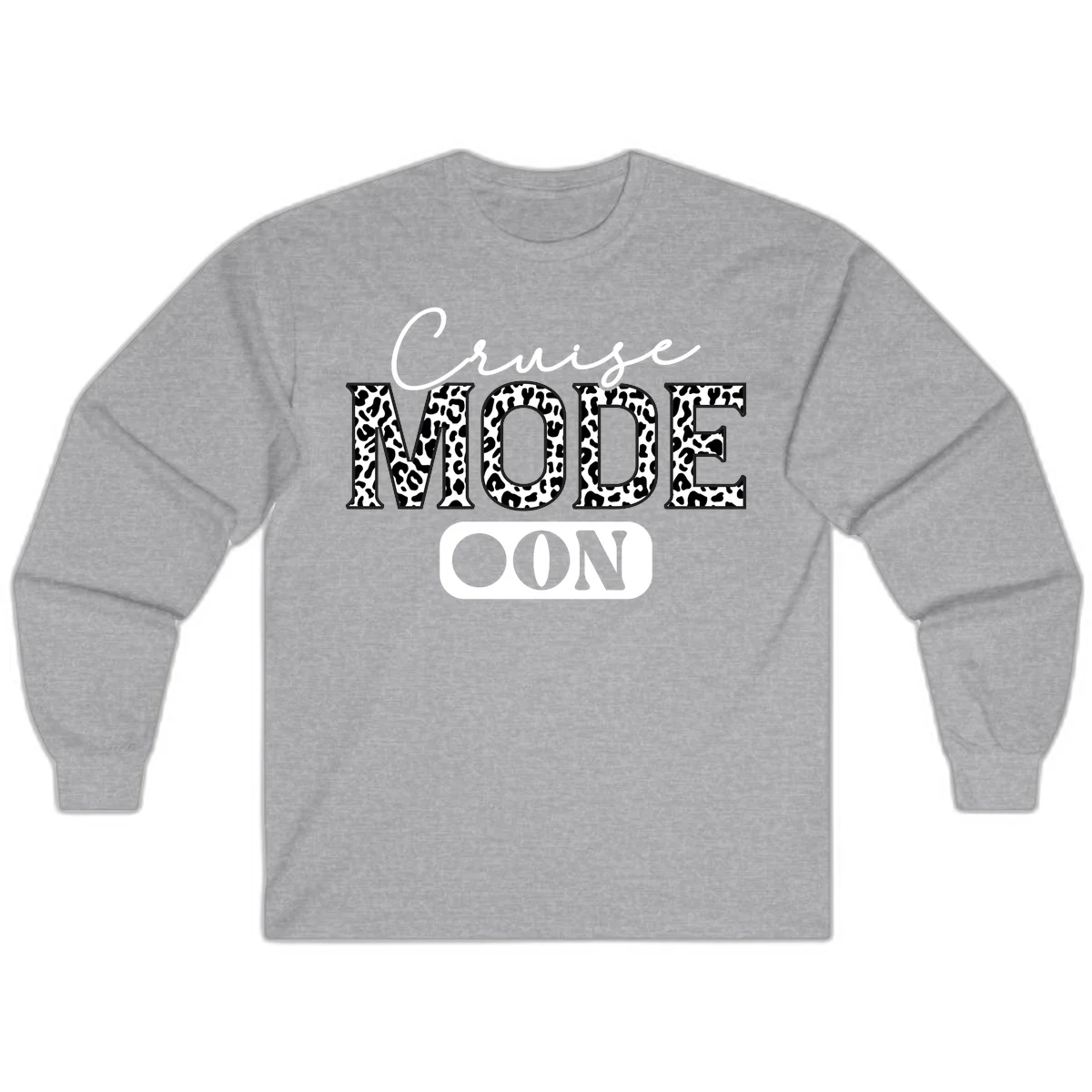 Cruise Mood Leopard Print Long Sleeve Tee in Sport Grey