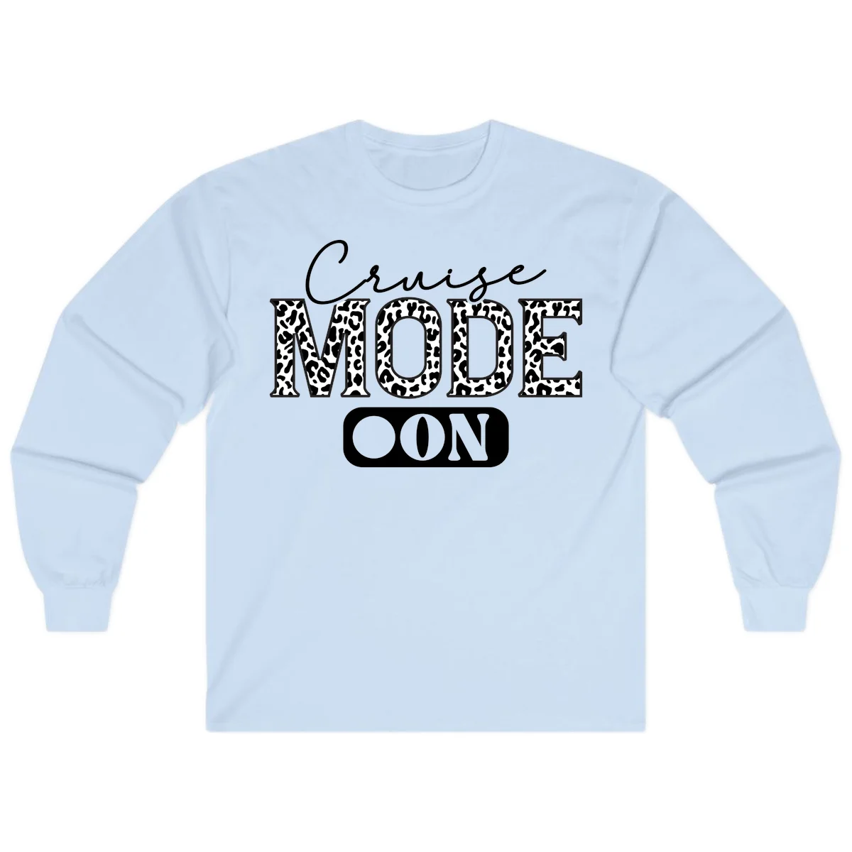 Cruise Mood Leopard Print Long Sleeve Tee in Light Blue