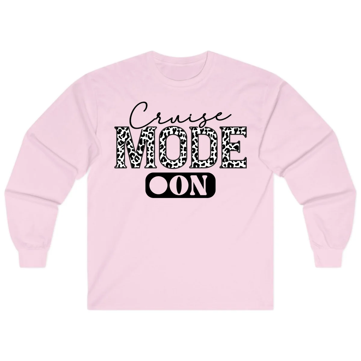 Cruise Mood Leopard Print Long Sleeve Tee in Light Pink
