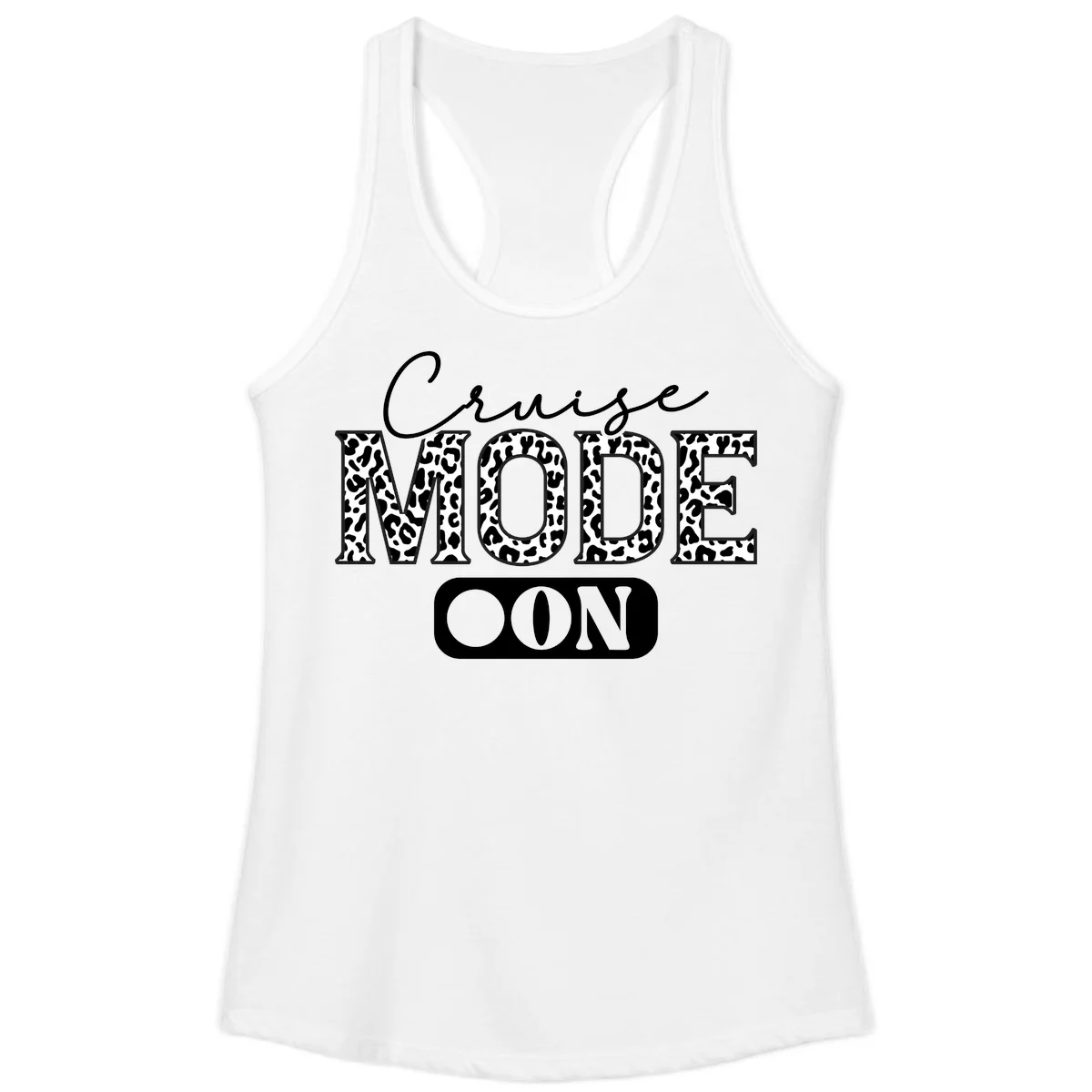Cruise Mood Leopard Print Ladies Tank in White