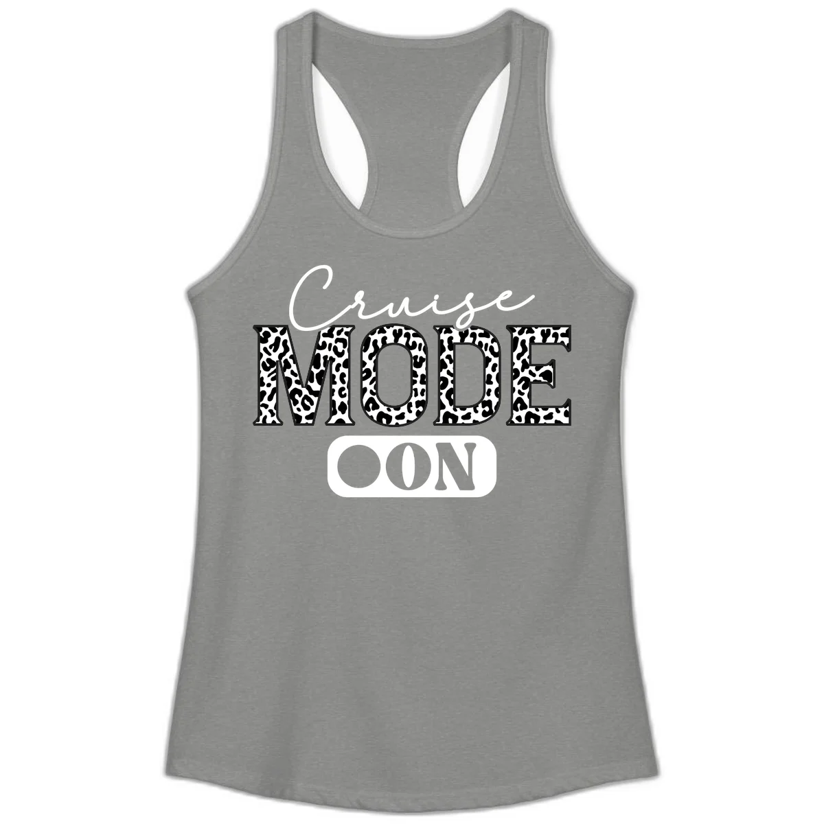 Cruise Mood Leopard Print Ladies Tank in Heather Grey