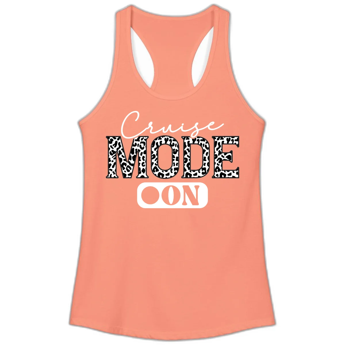 Cruise Mood Leopard Print Ladies Tank in Solid Light Orange