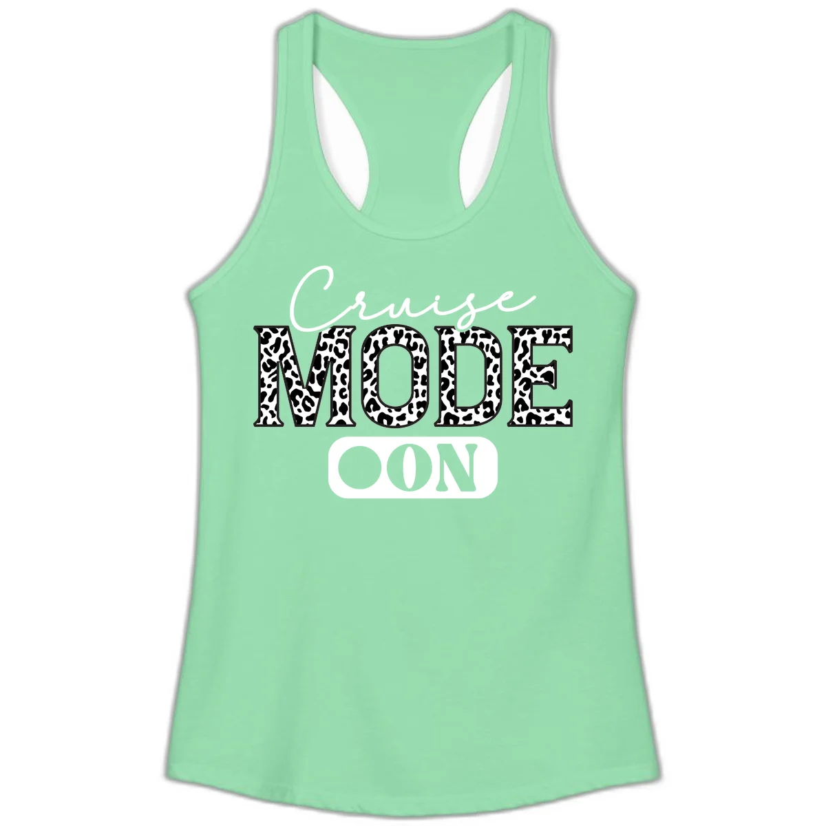 Cruise Mood Leopard Print Ladies Tank in Solid Mint