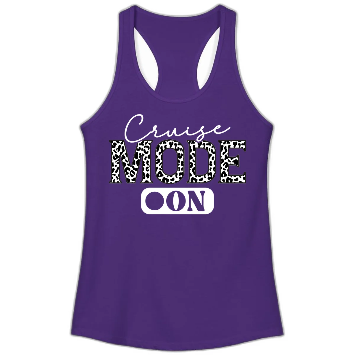 Cruise Mood Leopard Print Ladies Tank in Solid Purple Rush