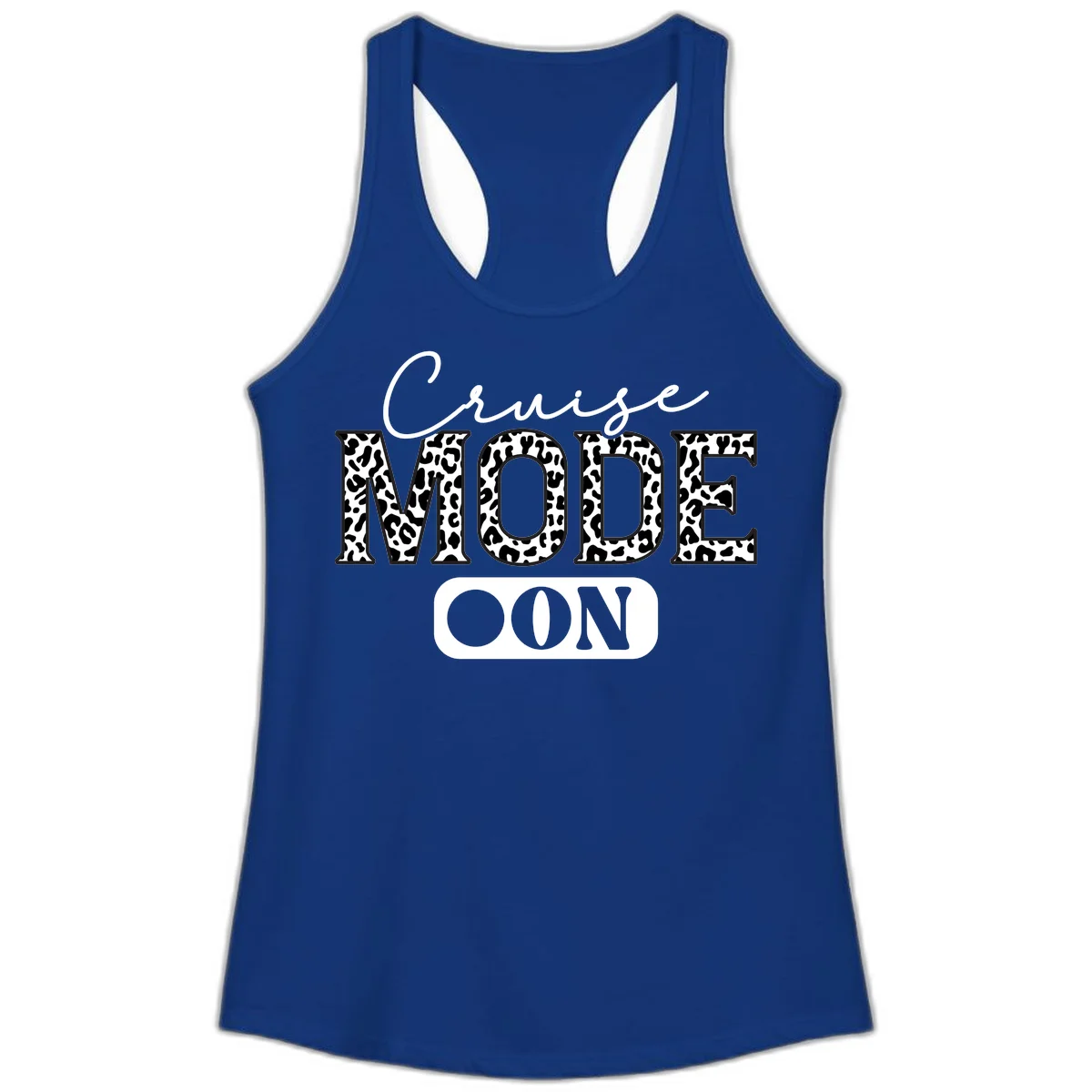 Cruise Mood Leopard Print Ladies Tank in Solid Royal