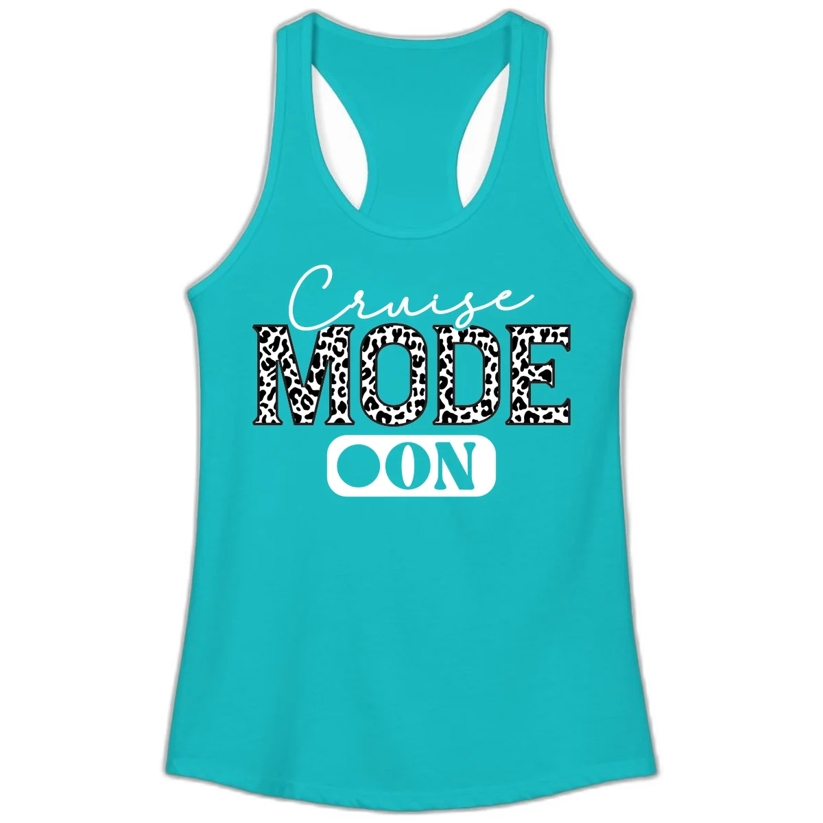 Cruise Mood Leopard Print Ladies Tank in Tahiti Blue