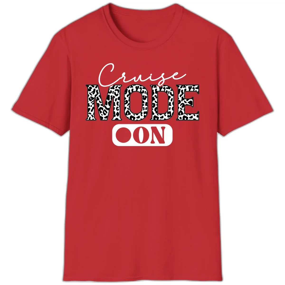Cruise Mood Leopard Print Vacation T-Shirt in Red