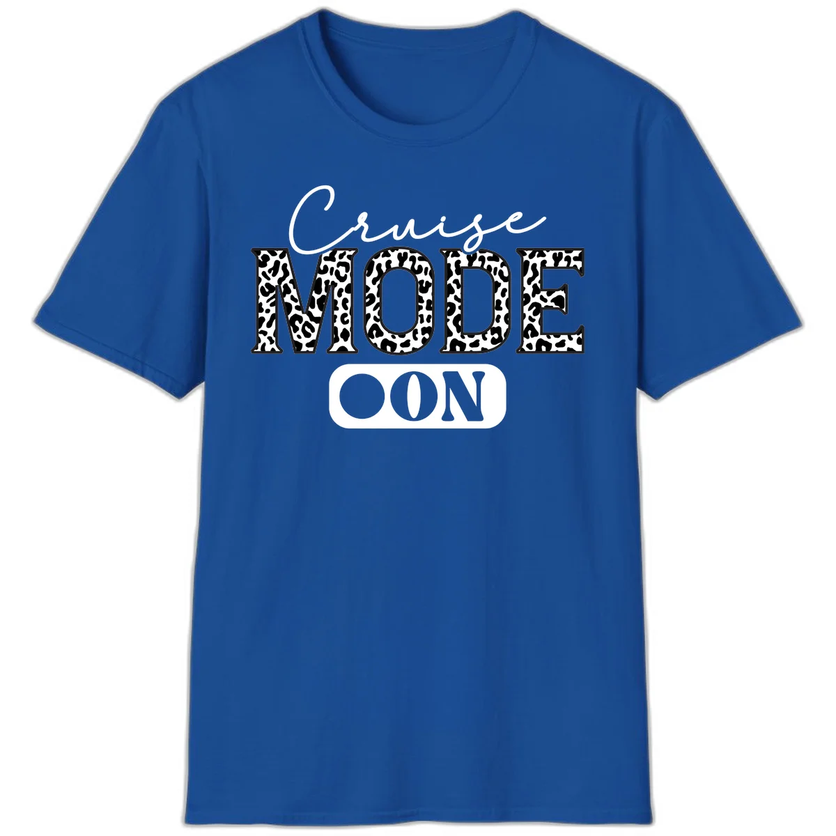 Cruise Mood Leopard Print Vacation T-Shirt in Royal