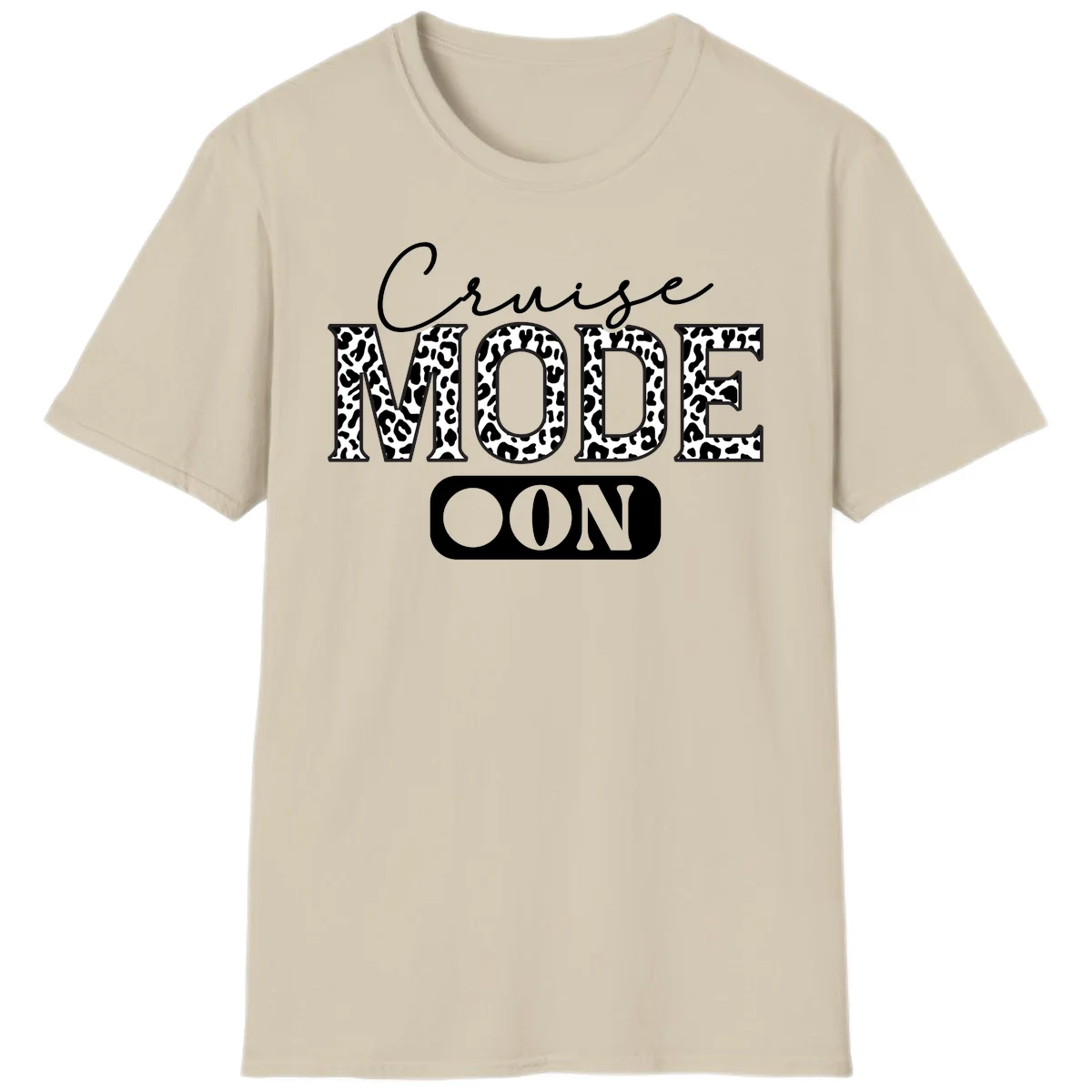 Cruise Mood Leopard Print Vacation T-Shirt in Sand