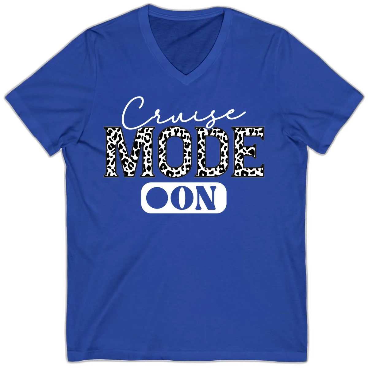 Cruise Mood Leopard Print V-Neck Tee in True Royal