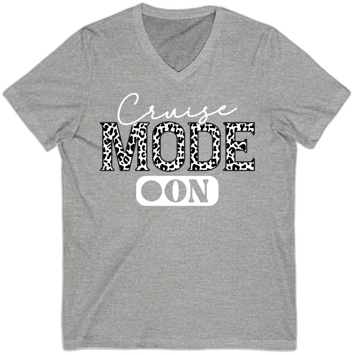 Cruise Mood Leopard Print V-Neck Tee in Athletic Heather