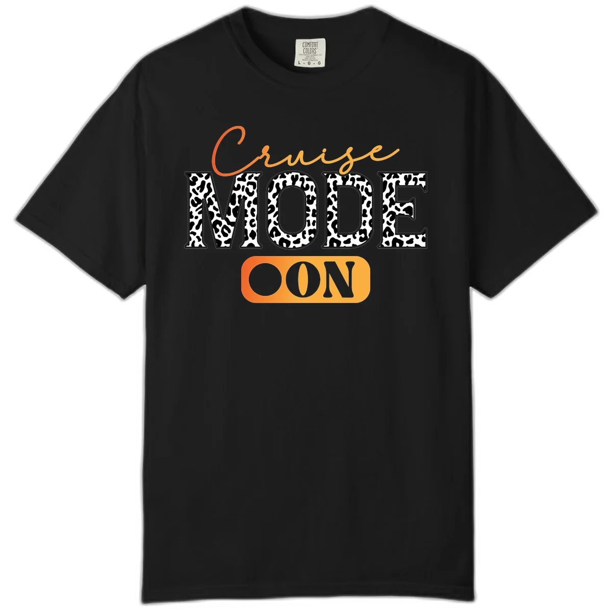 Cruise Mode Leopard Print Comfort Color Tee in Black