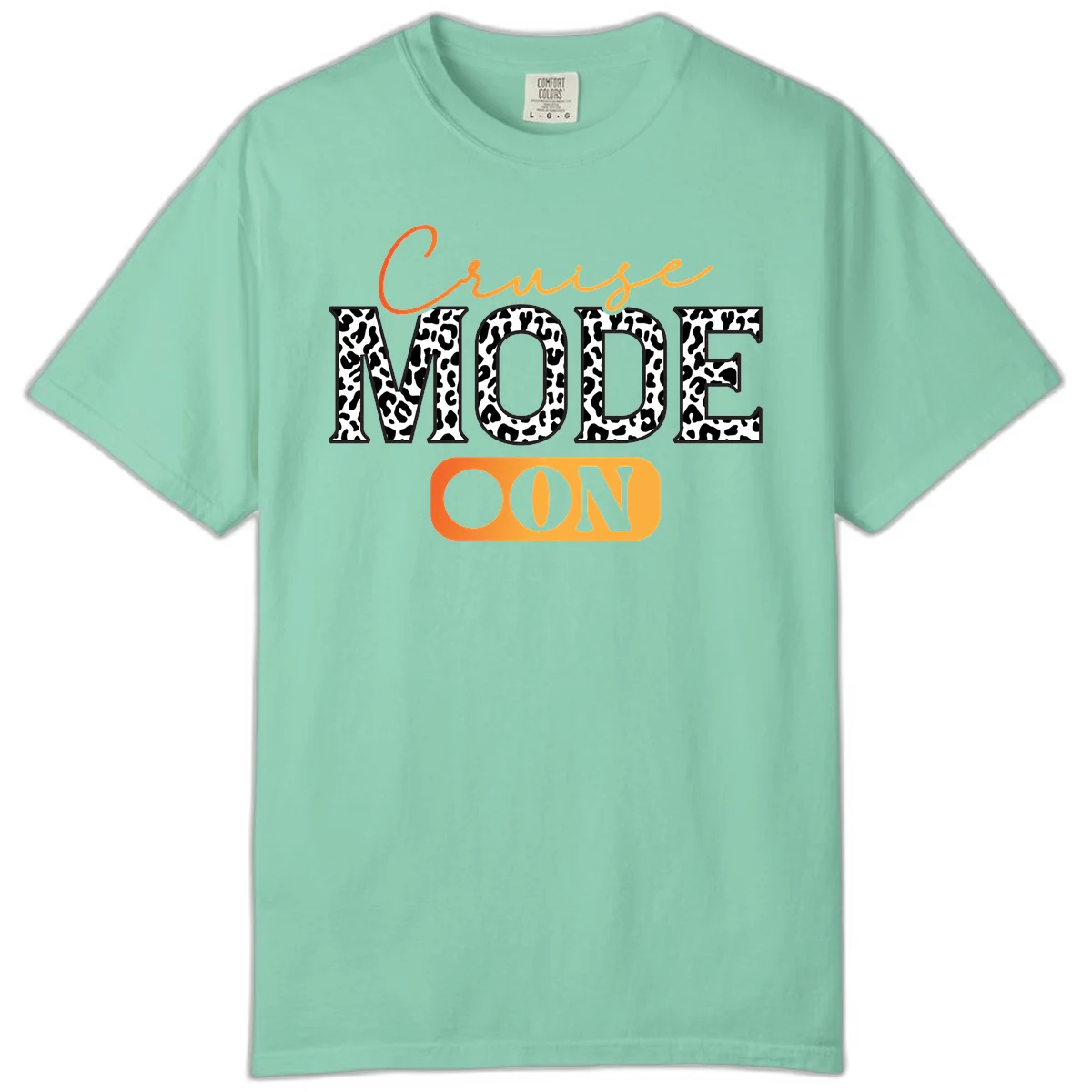 Cruise Mode Leopard Print Comfort Color Tee in Island Reef