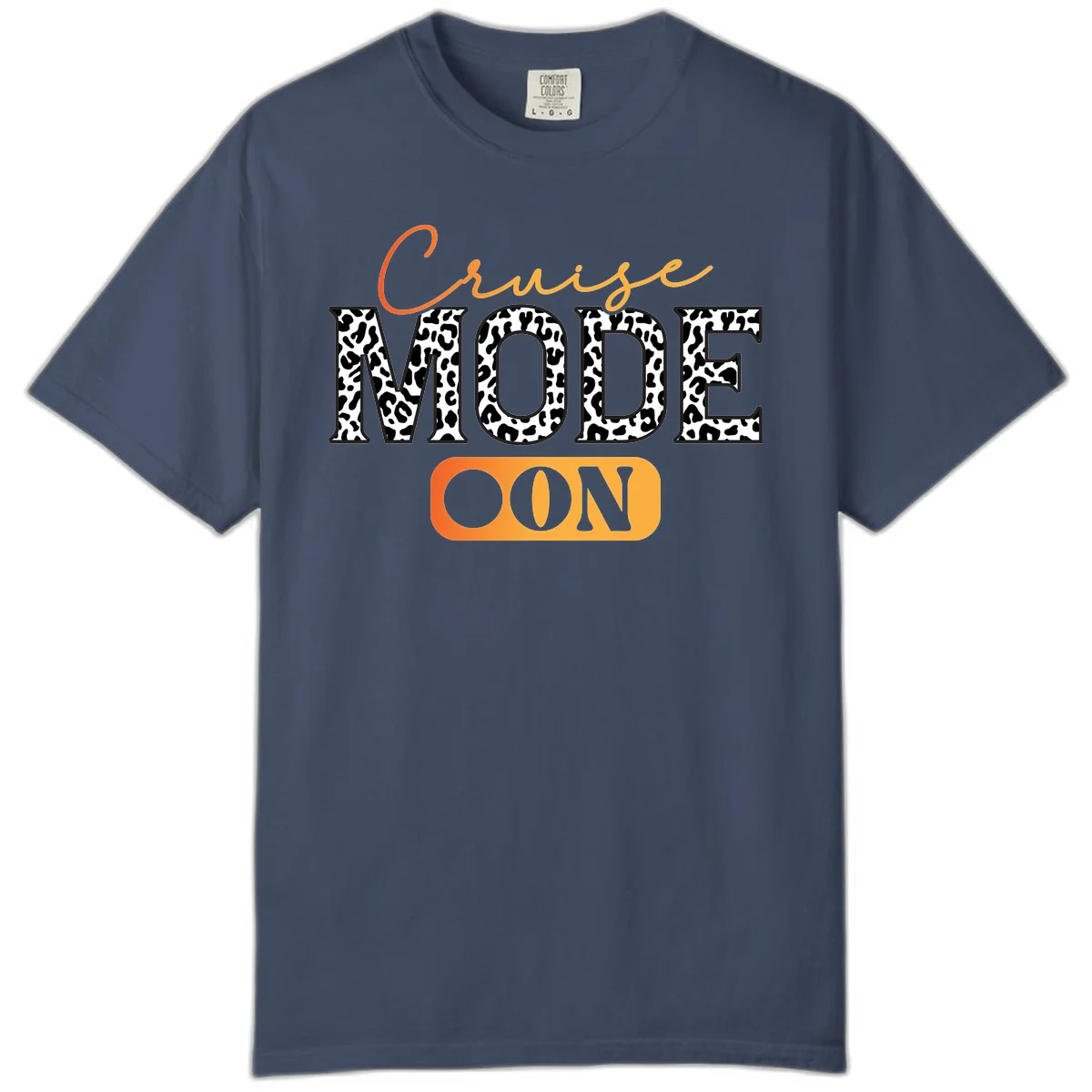 Cruise Mode Leopard Print Comfort Color Tee in Midnight