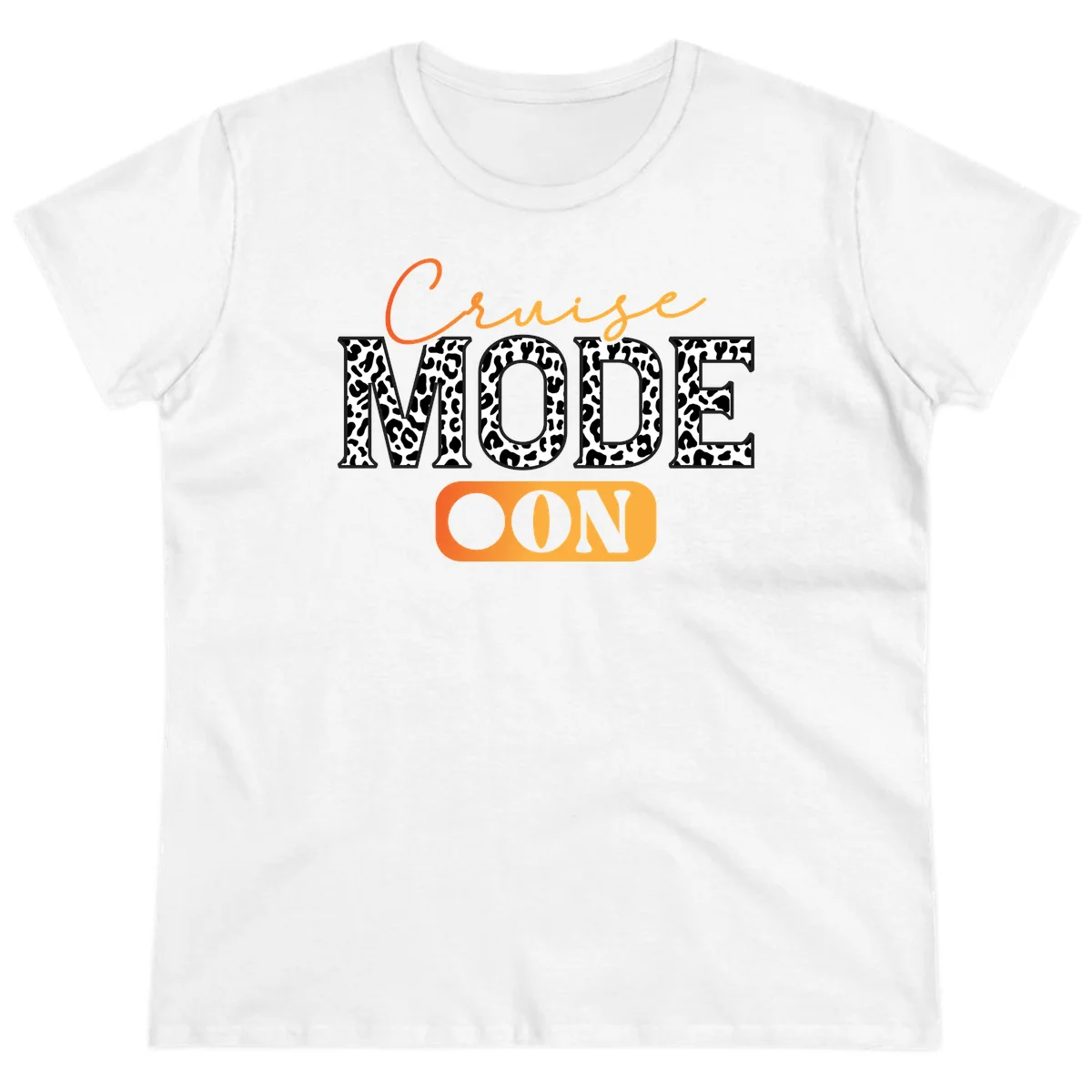 Cruise Mode Leopard Print Ladies Tee in White