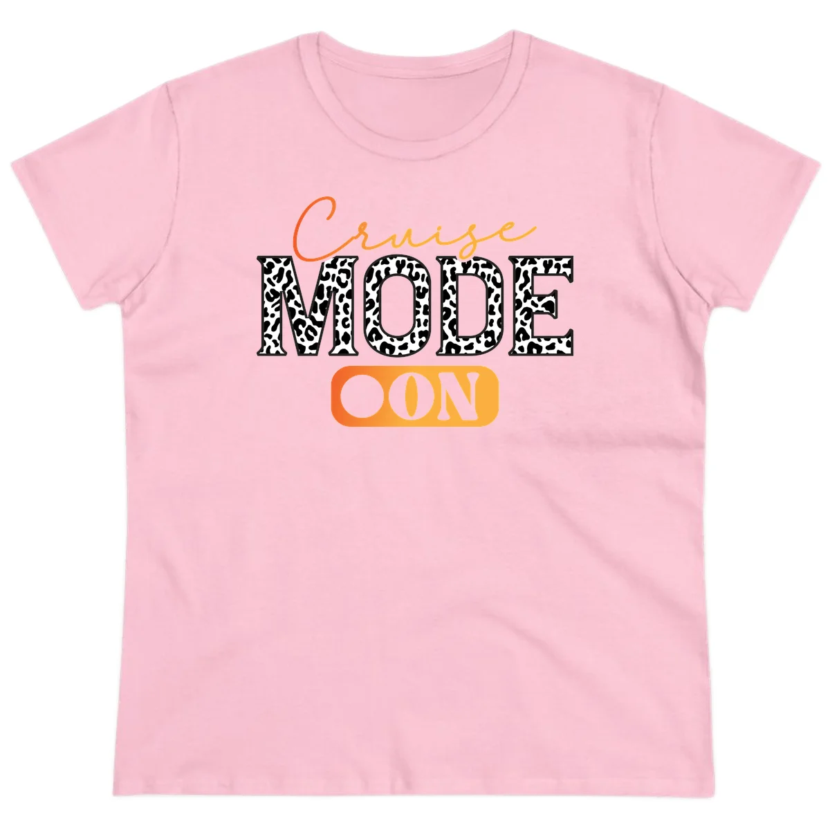 Cruise Mode Leopard Print Ladies Tee in Light Pink