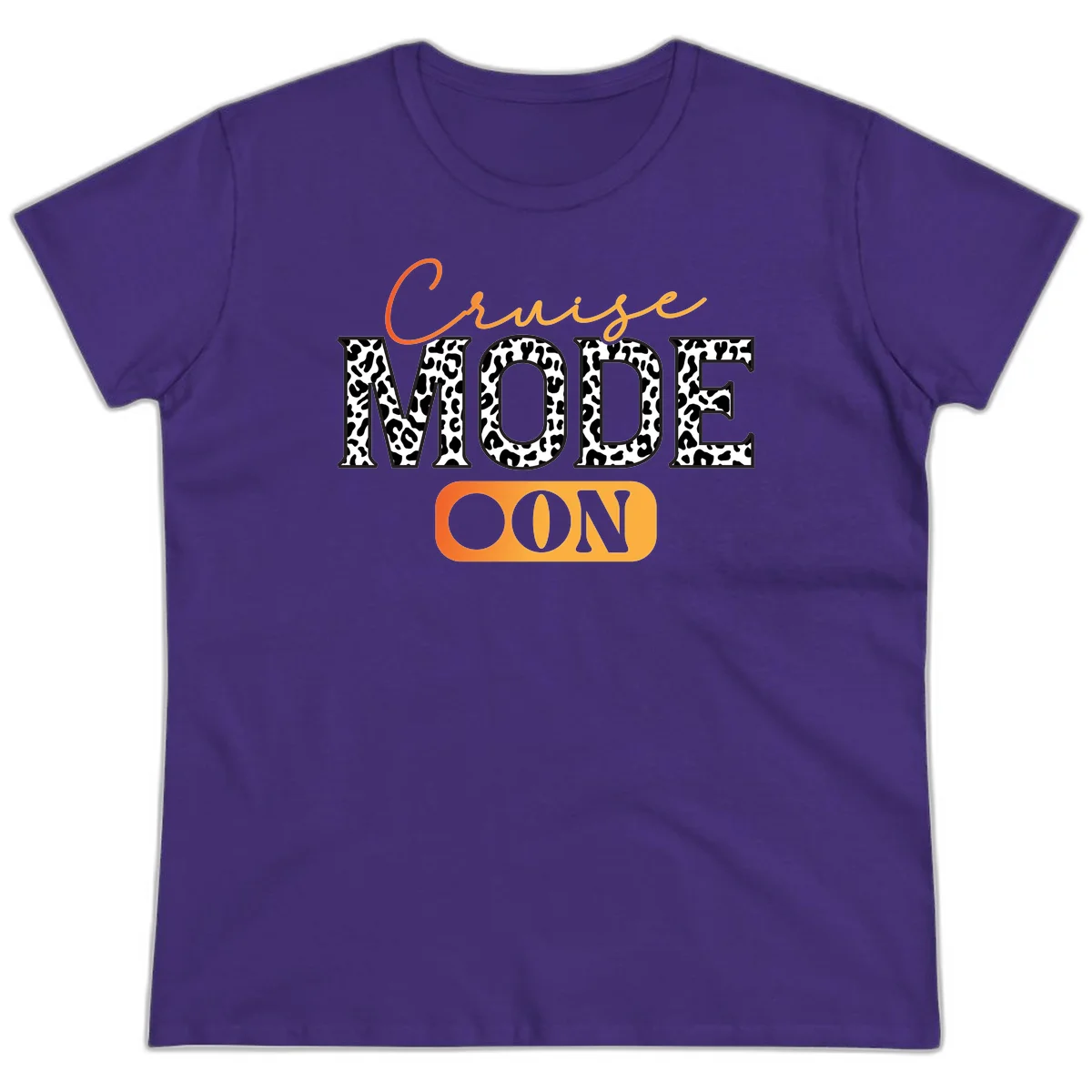 Cruise Mode Leopard Print Ladies Tee in Purple