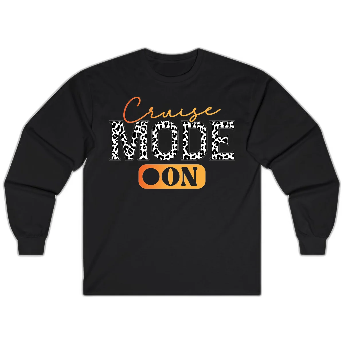 Cruise Mode Leopard Print Long Sleeve Tee in Black