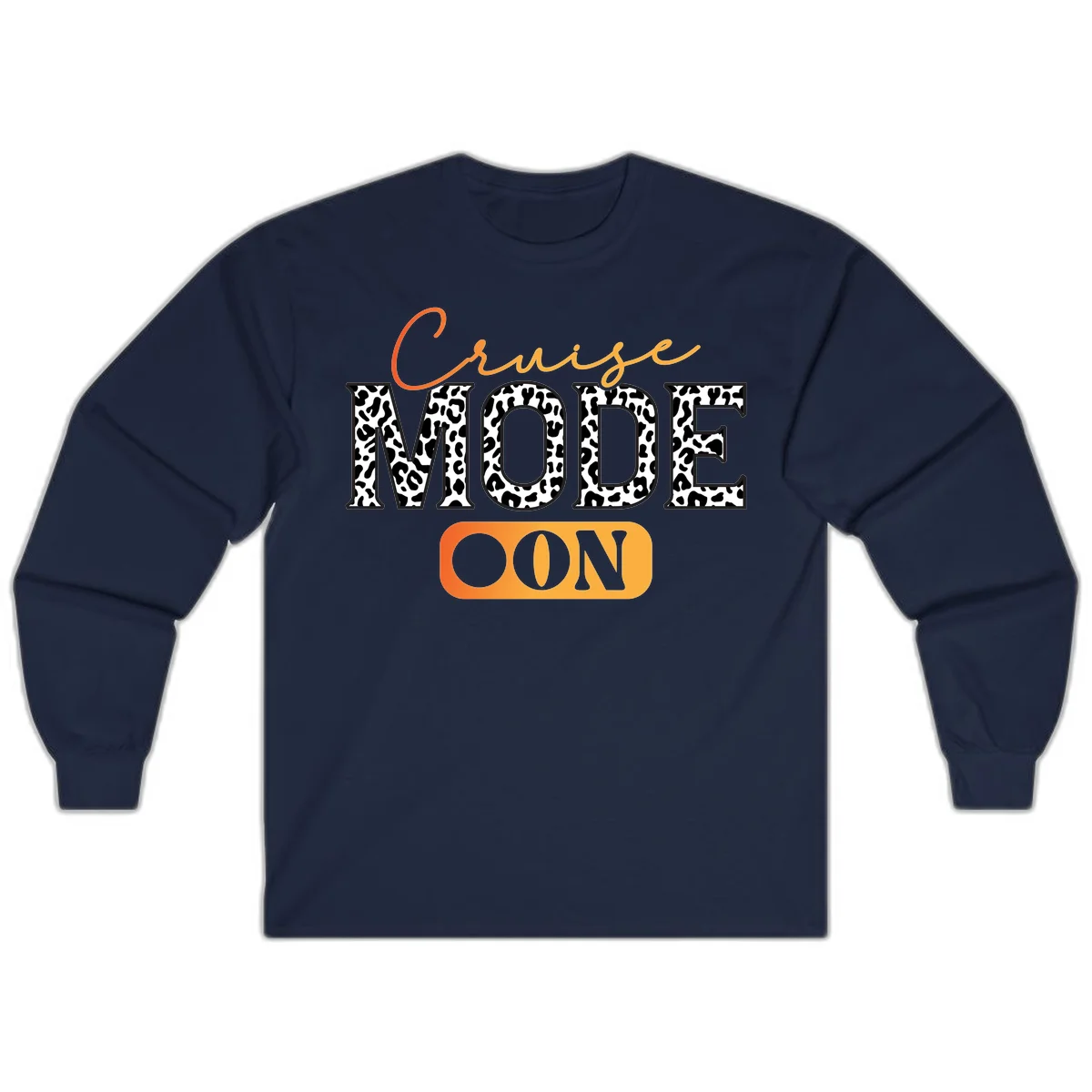Cruise Mode Leopard Print Long Sleeve Tee in Navy