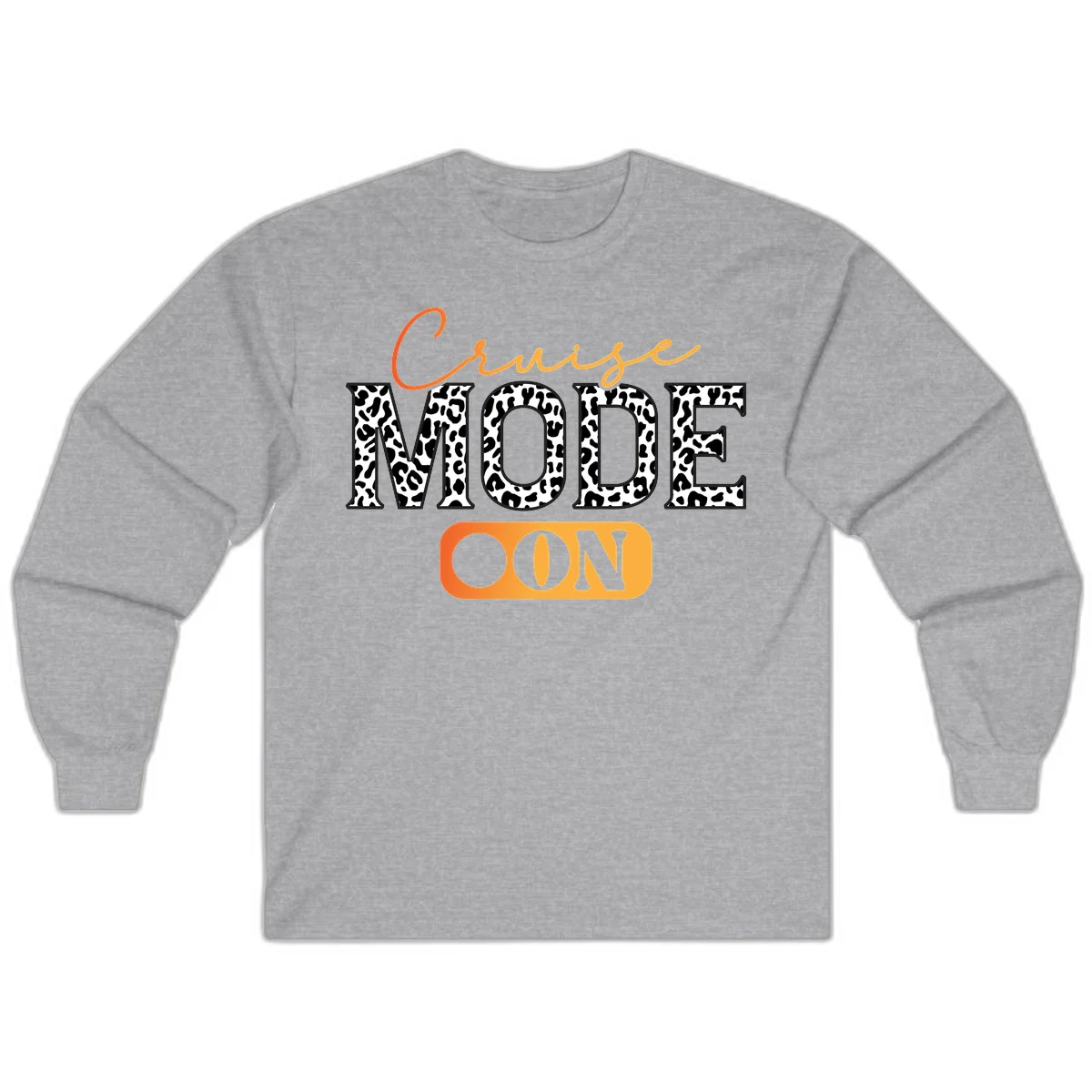 Cruise Mode Leopard Print Long Sleeve Tee in Sport Grey