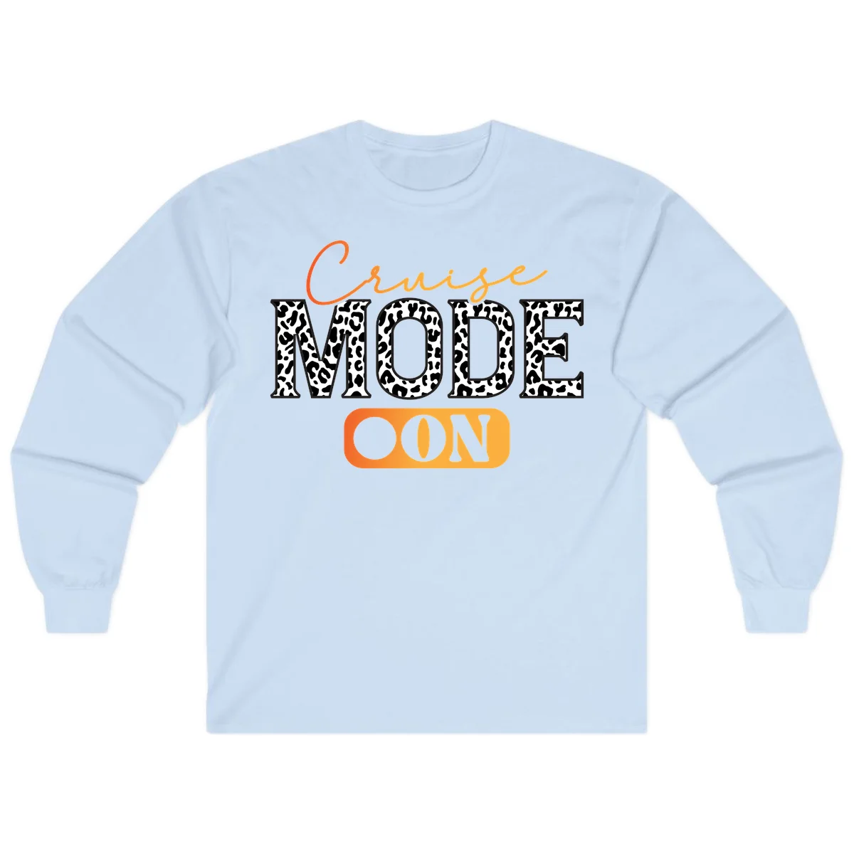 Cruise Mode Leopard Print Long Sleeve Tee in Light Blue