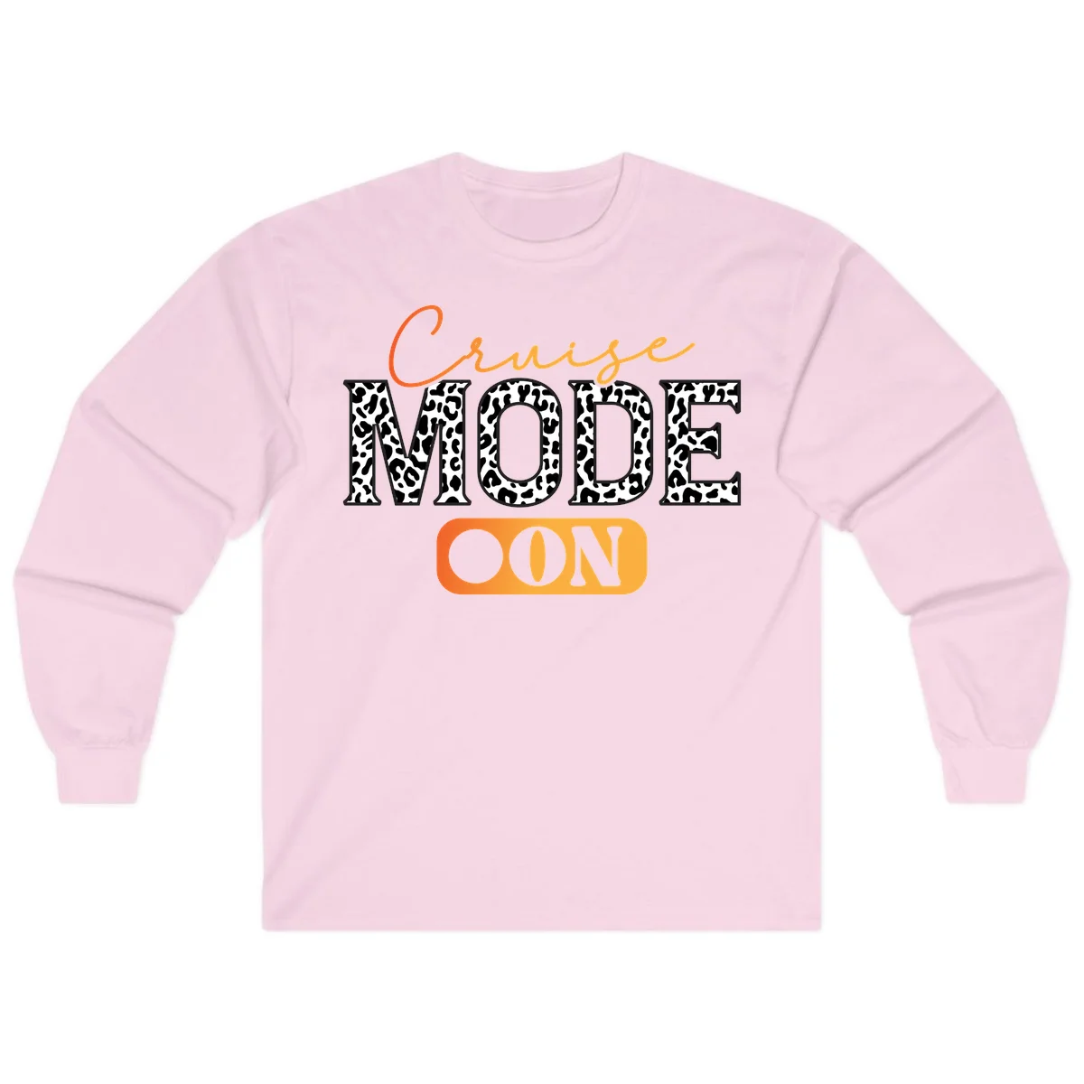 Cruise Mode Leopard Print Long Sleeve Tee in Light Pink