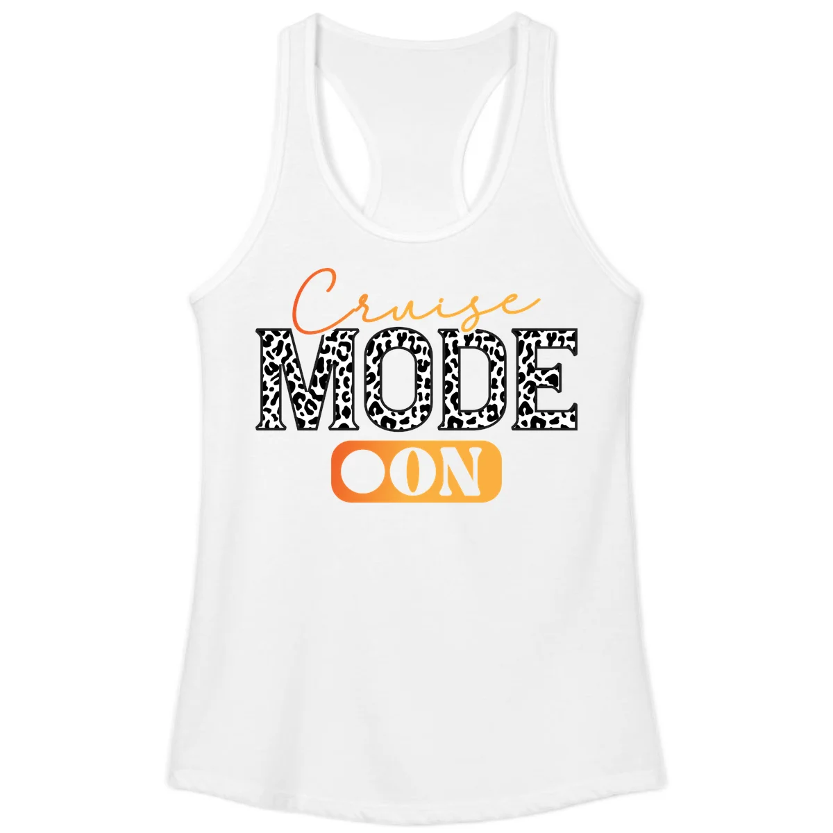 Cruise Mode Leopard Print Ladies Tank in White