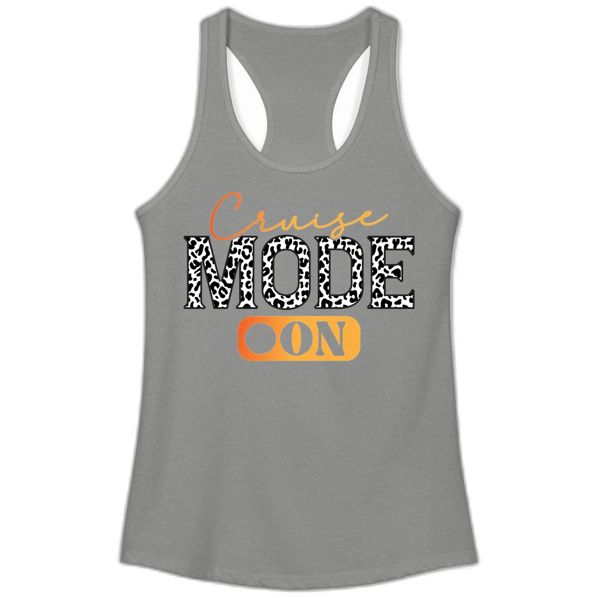 Cruise Mode Leopard Print Ladies Tank in Heather Grey