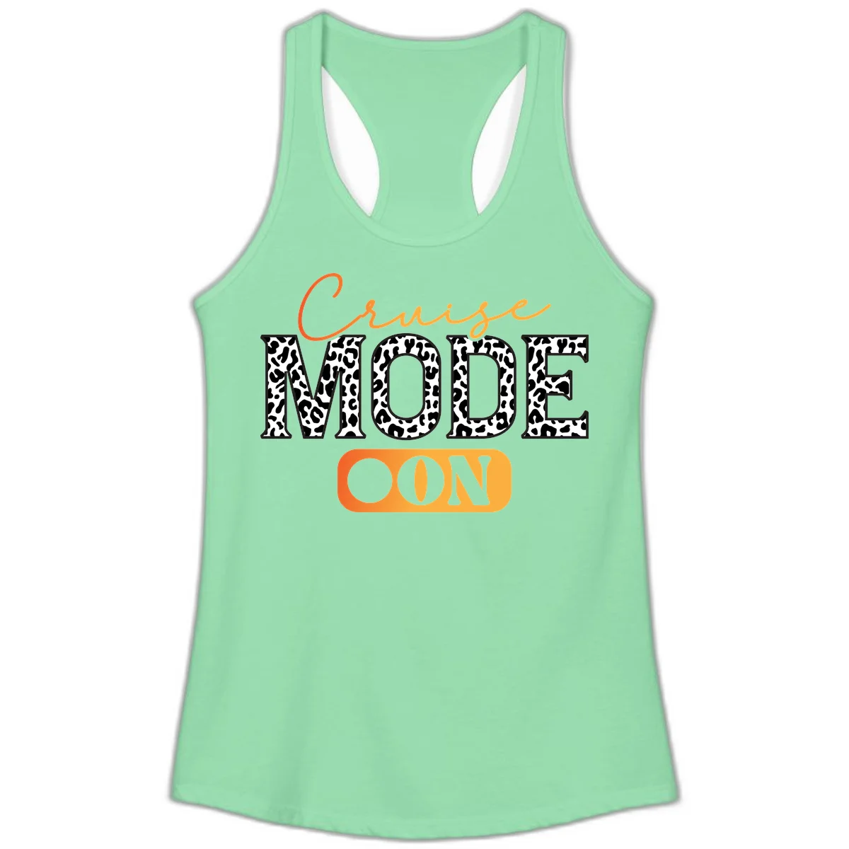 Cruise Mode Leopard Print Ladies Tank in Solid Mint