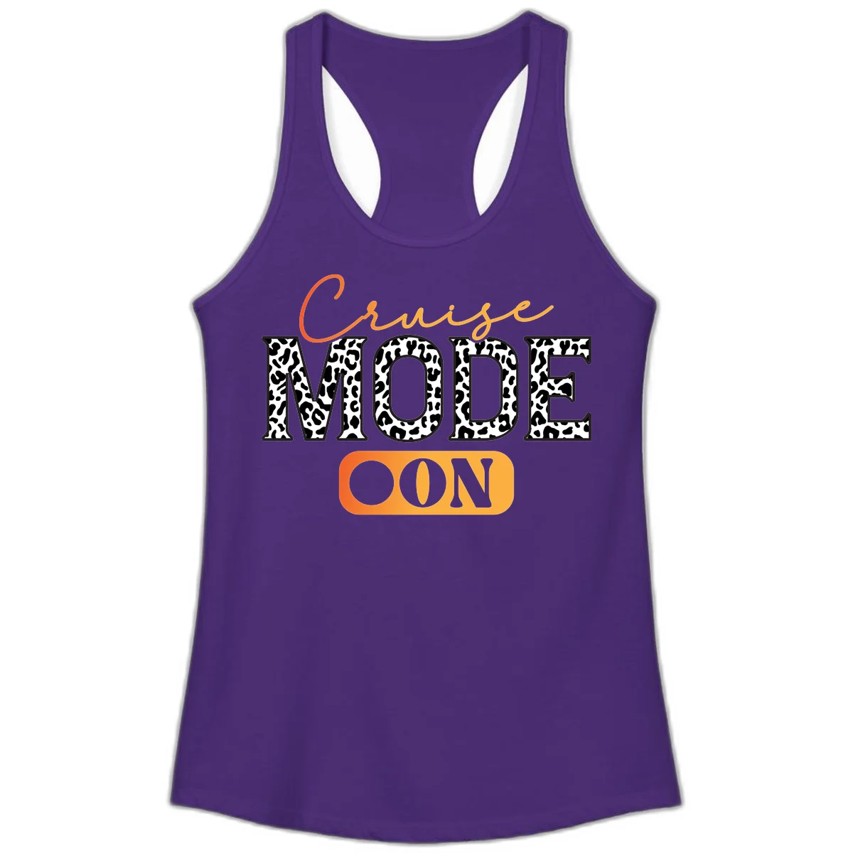 Cruise Mode Leopard Print Ladies Tank in Solid Purple Rush