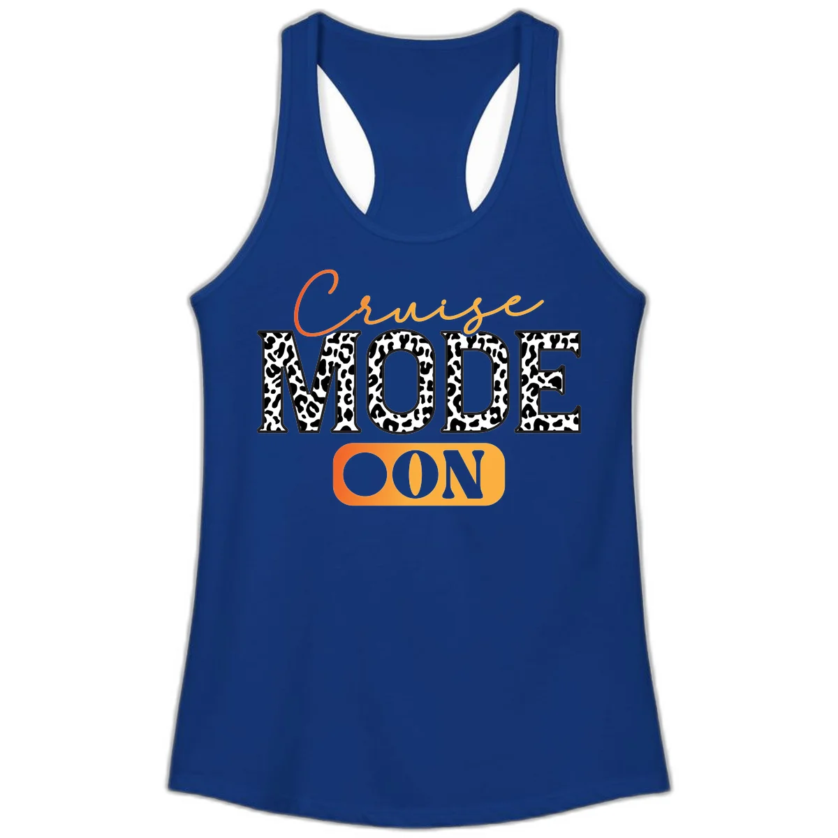 Cruise Mode Leopard Print Ladies Tank in Solid Royal