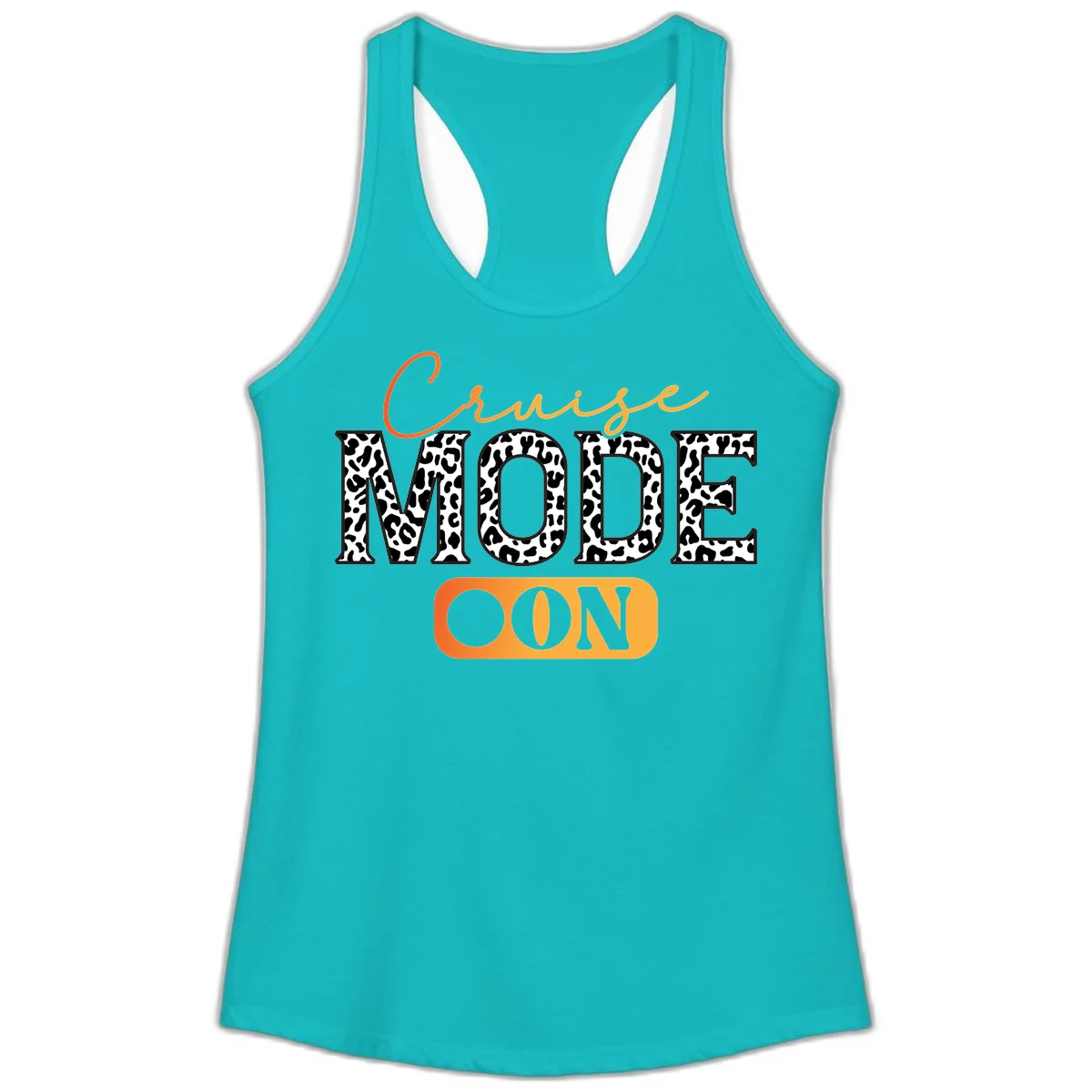 Cruise Mode Leopard Print Ladies Tank in Tahiti Blue