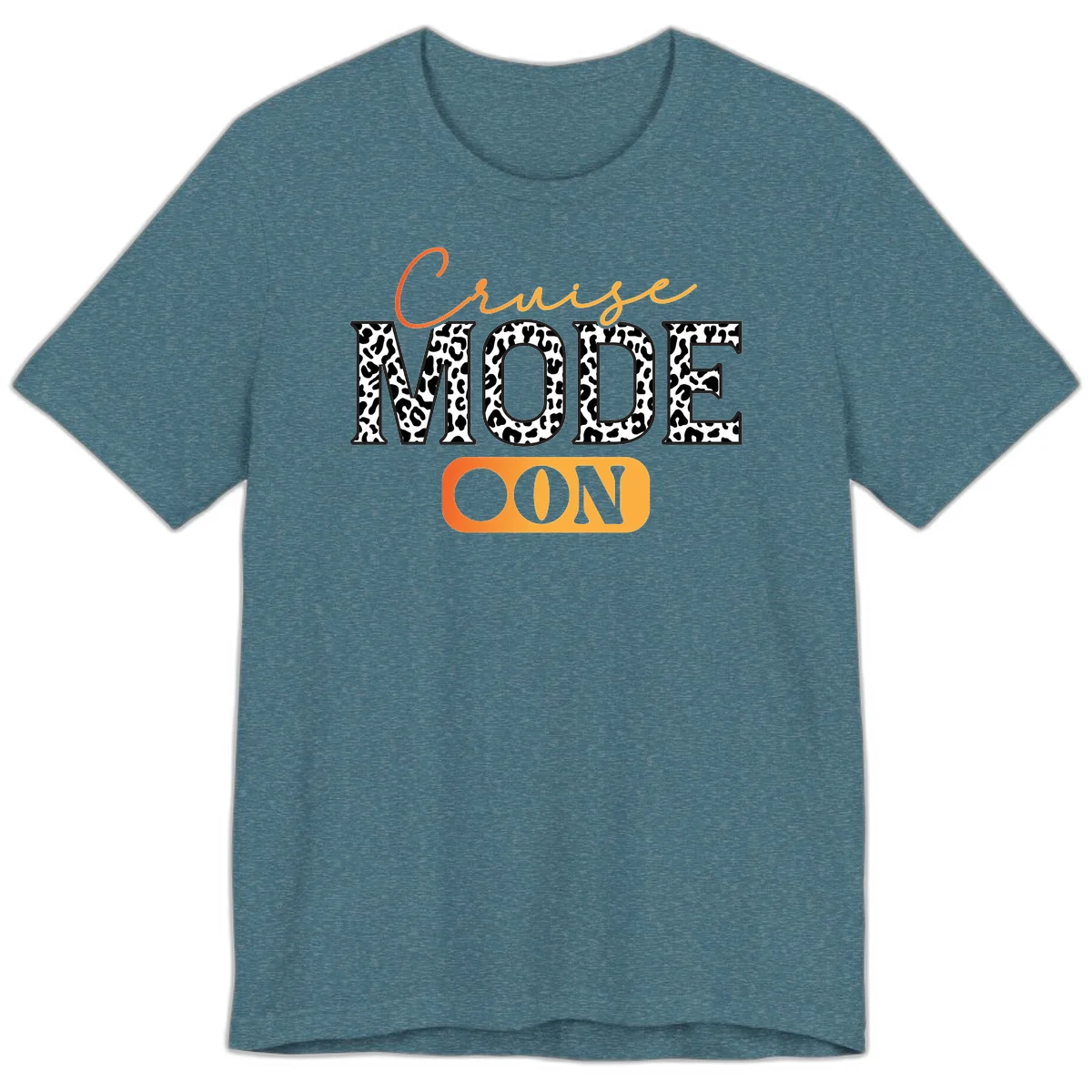 Cruise Mode Leopard Print Premium T-Shirt in Heather Deep Teal