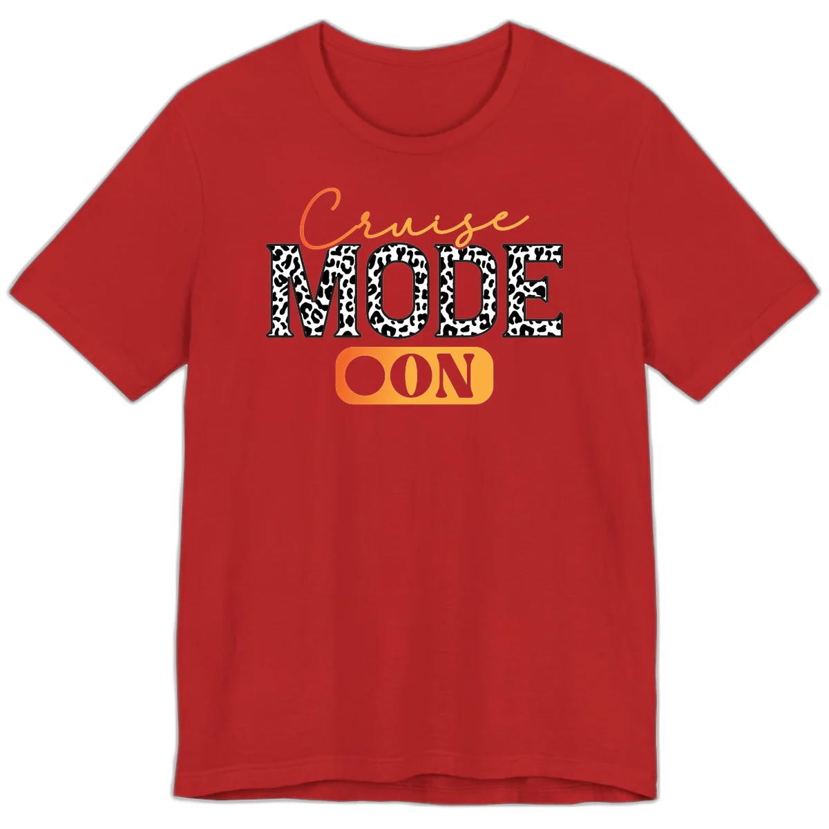 Cruise Mode Leopard Print Premium T-Shirt in Red