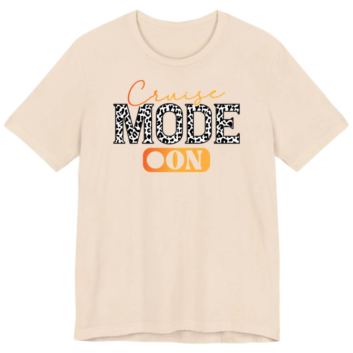 Cruise Mode Leopard Print Premium T-Shirt in Soft Cream