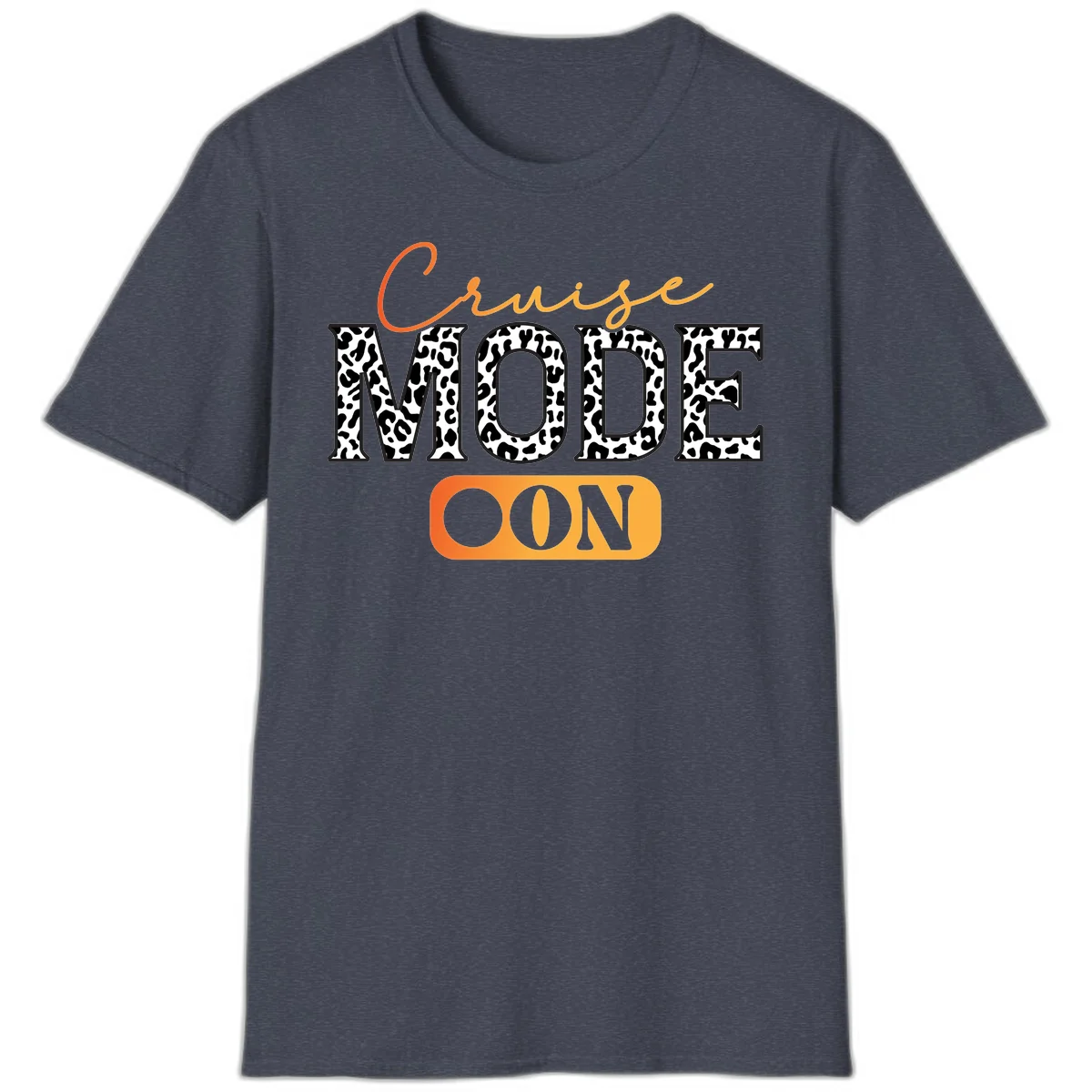 Cruise Mode Leopard Print T-Shirt in Heather Navy