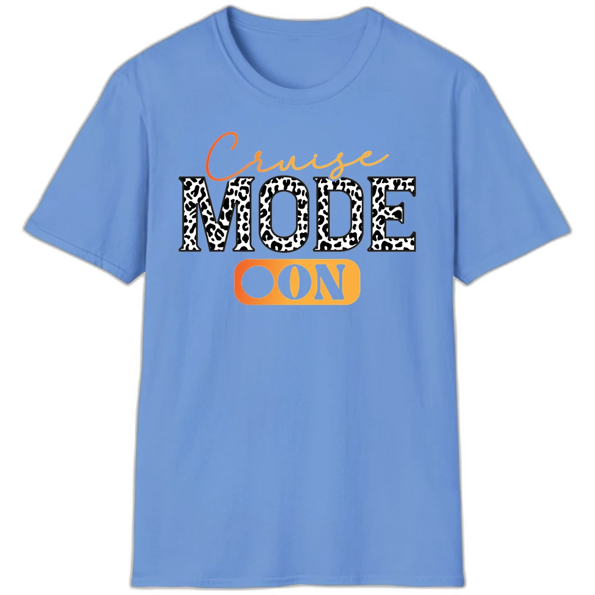 Cruise Mode Leopard Print T-Shirt in Carolina Blue