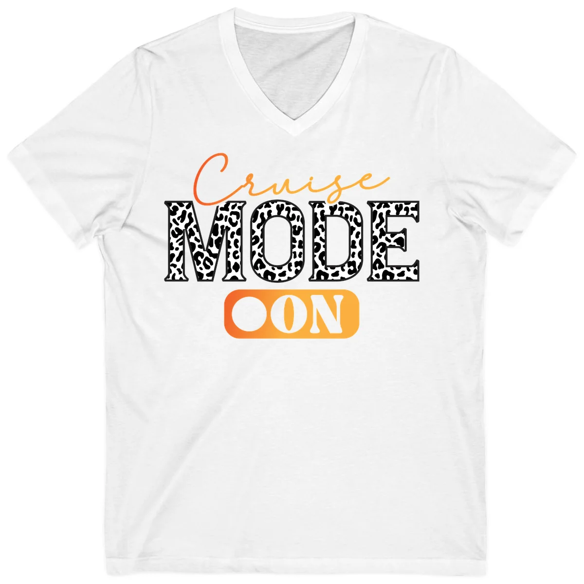 Cruise Mode Leopard Print V-Neck Tee in White