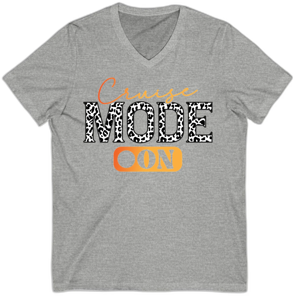 Cruise Mode Leopard Print V-Neck Tee in Athletic Heather