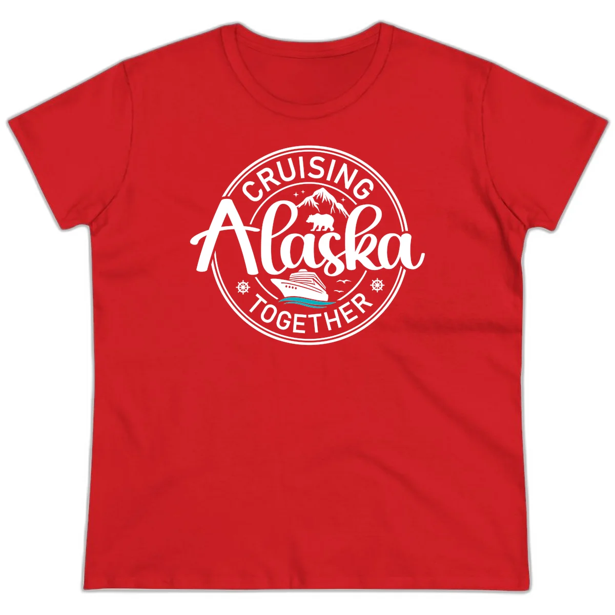 Cruising Alaska Together Ladies Tee in Red