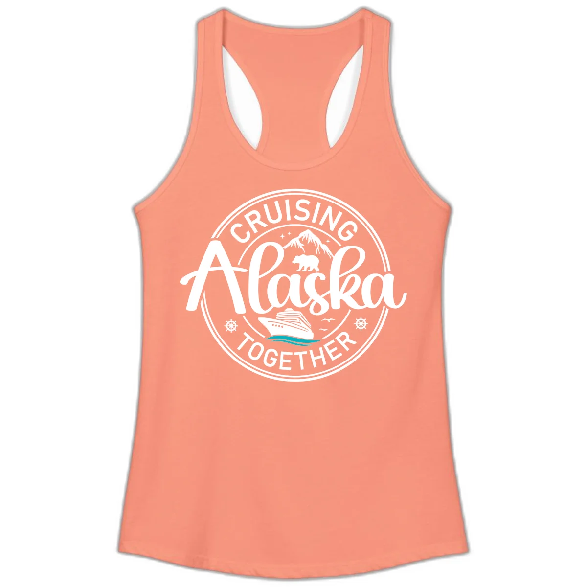 Cruising Alaska Together Ladies Tank in Solid Light Orange