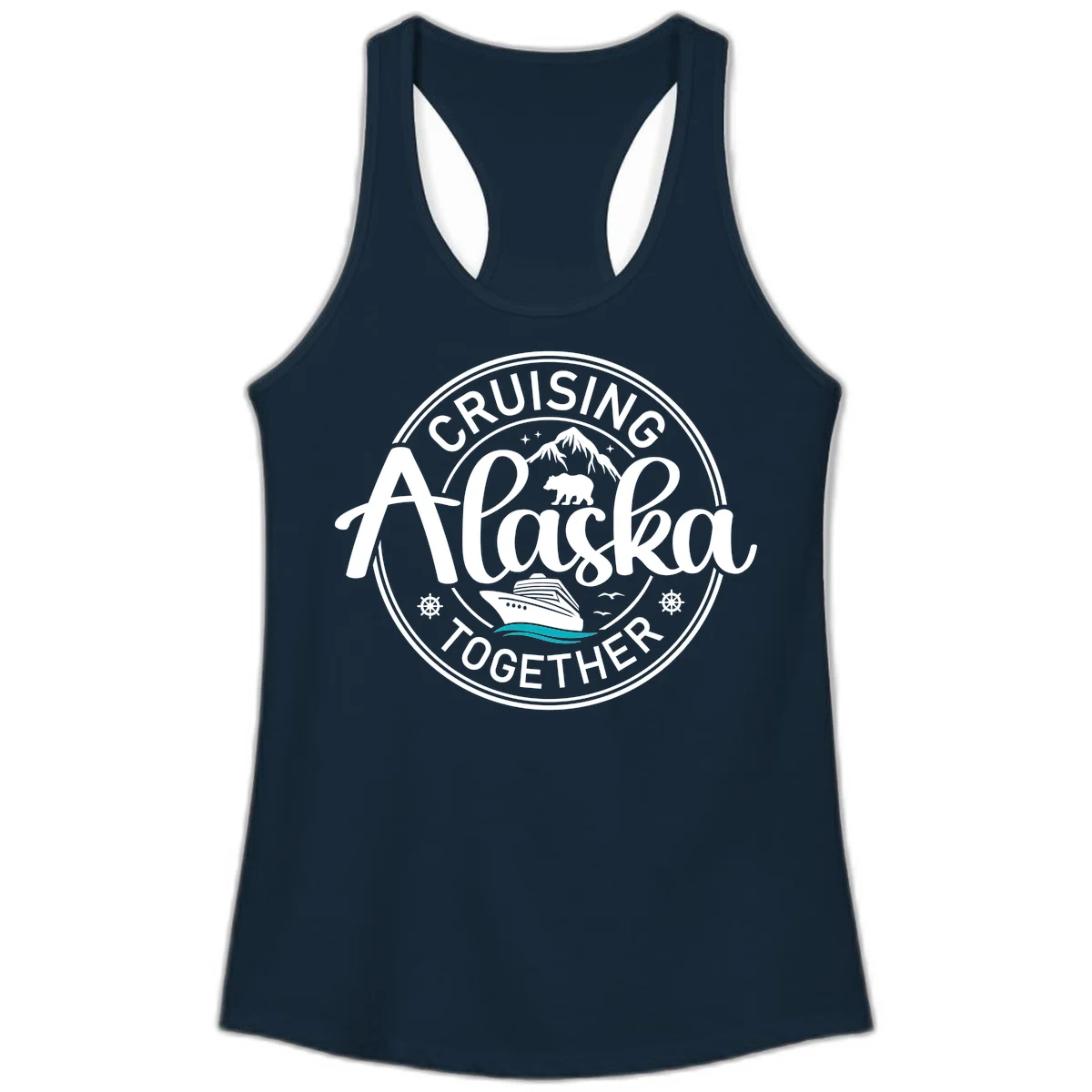 Cruising Alaska Together Ladies Tank in Solid Midnight Navy