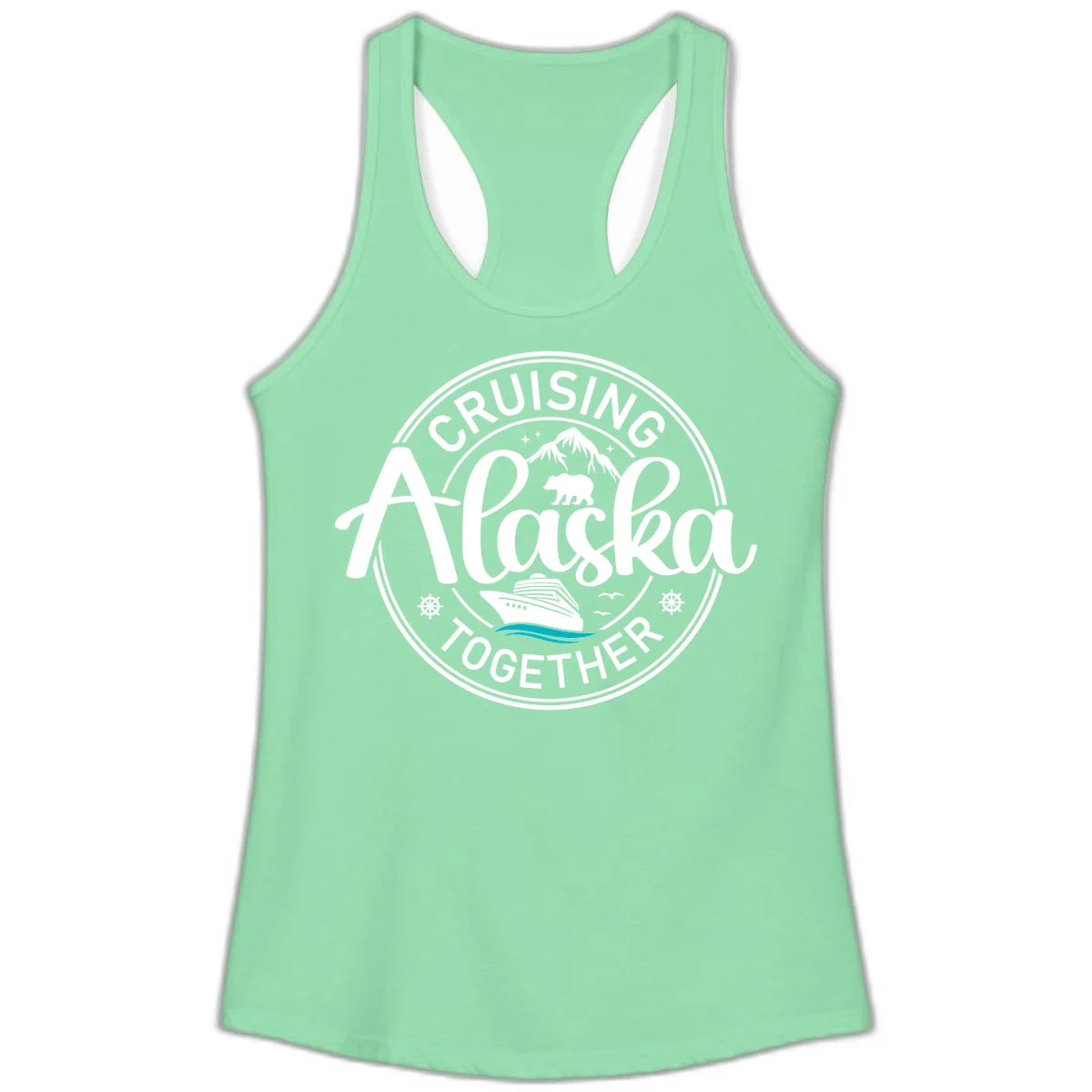 Cruising Alaska Together Ladies Tank in Solid Mint