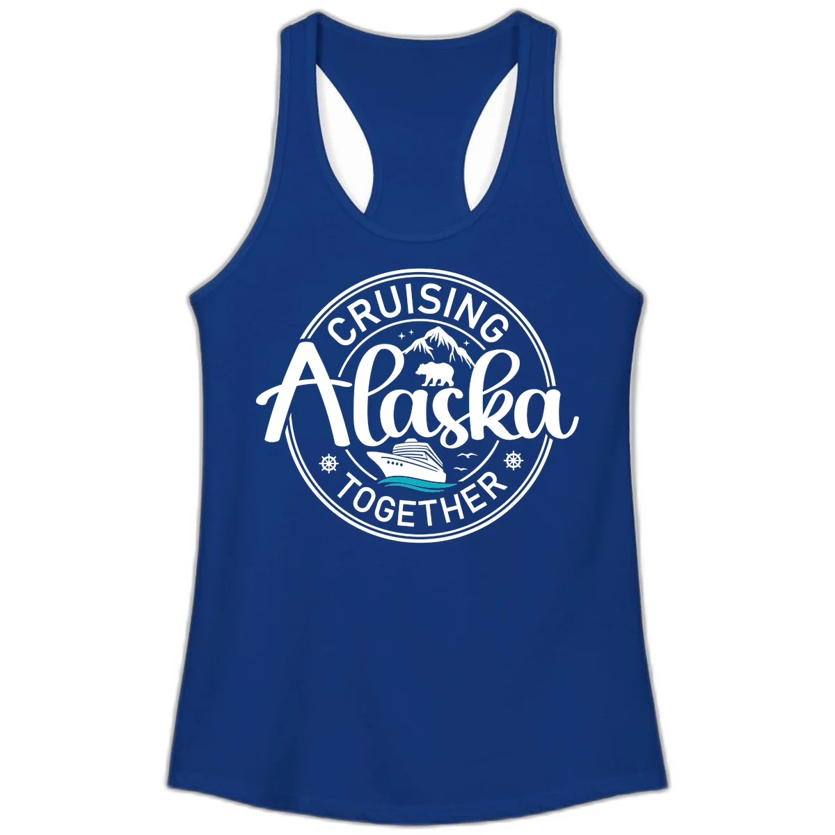 Cruising Alaska Together Ladies Tank in Solid Royal