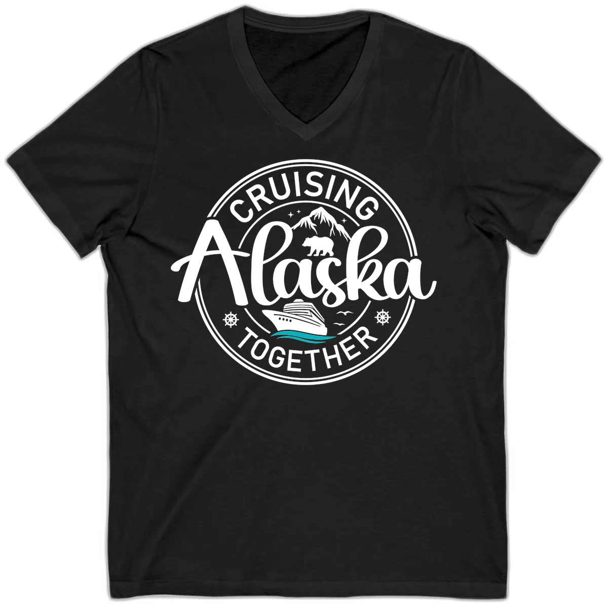 Cruising Alaska Together V-Neck in Black
