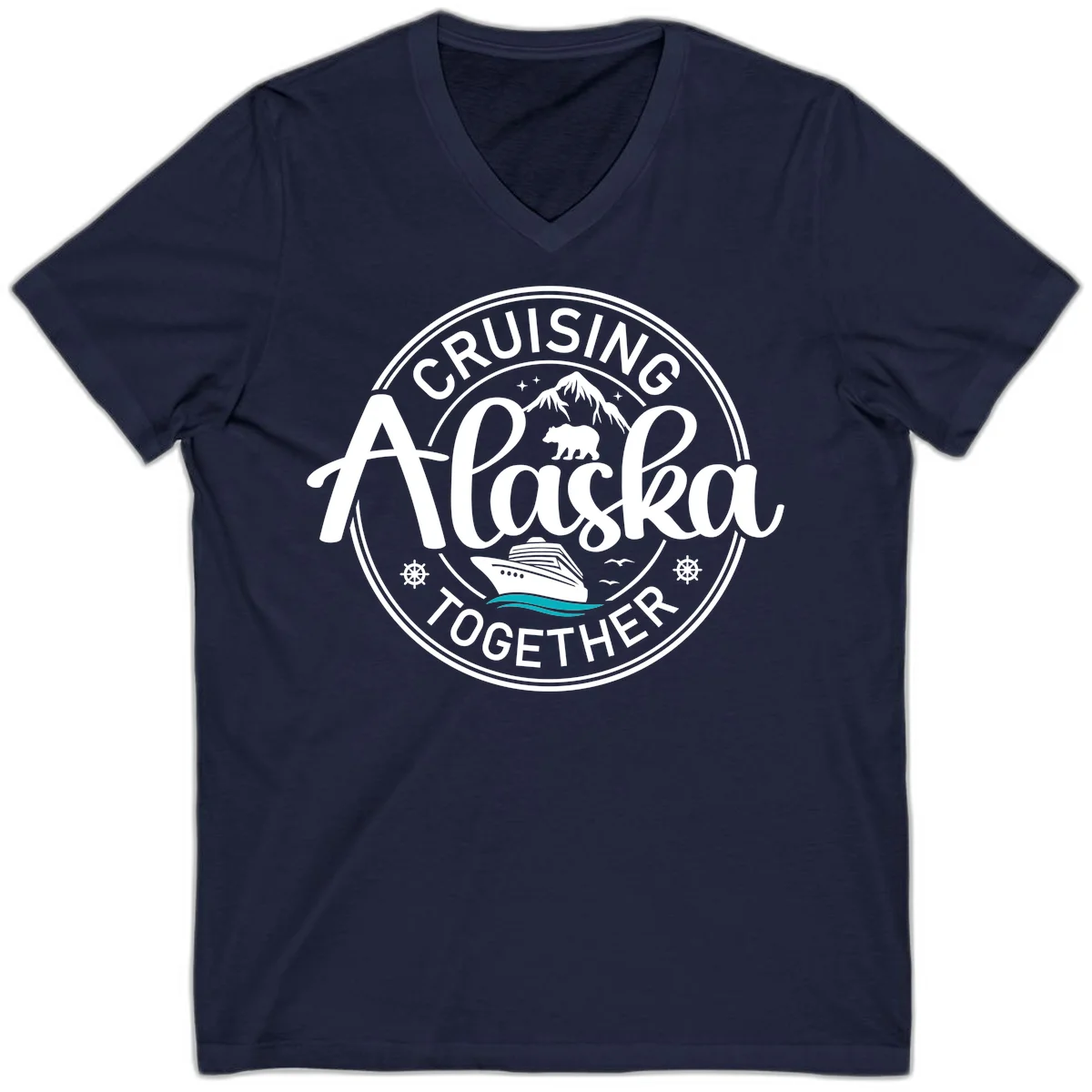 Cruising Alaska Together V-Neck in Navy