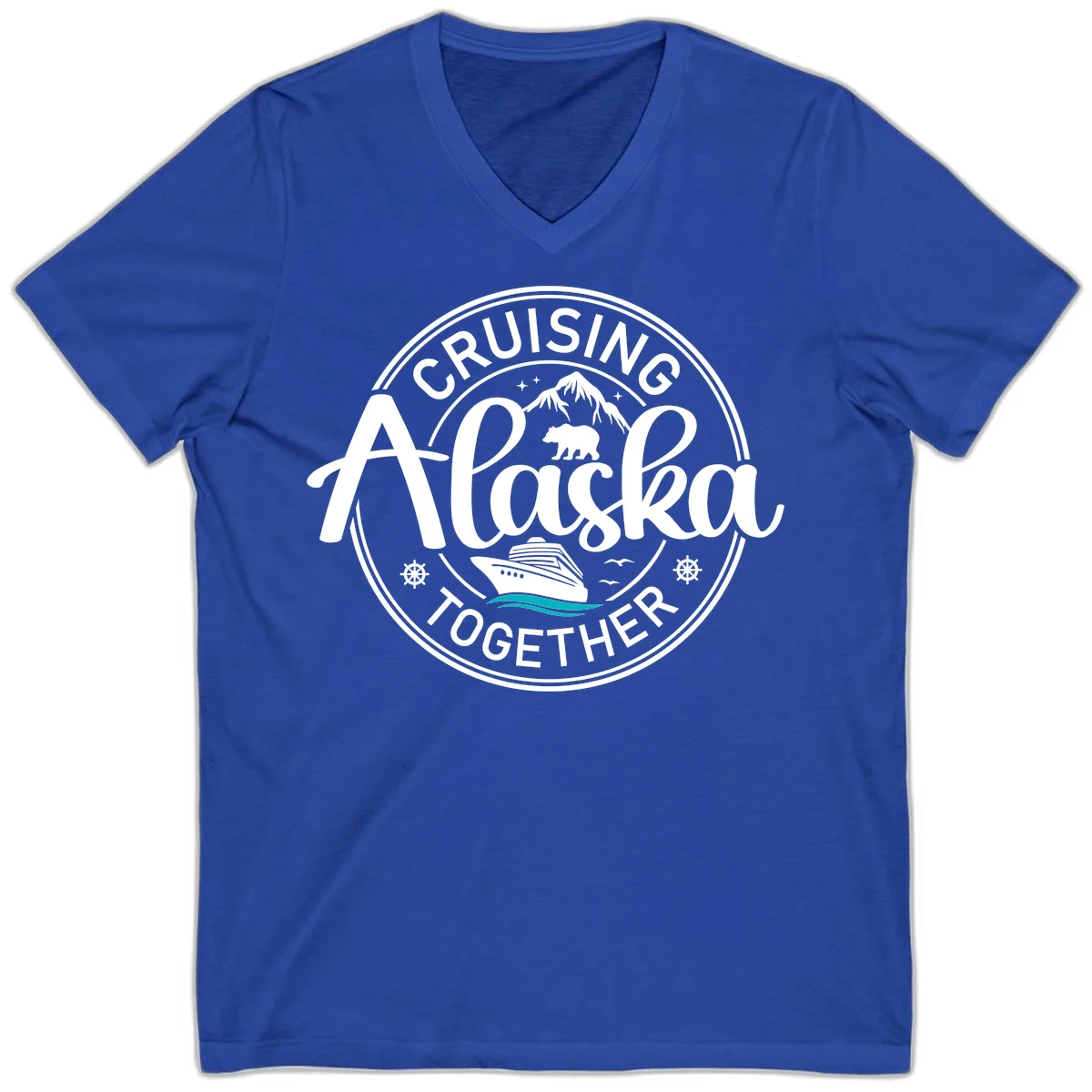 Cruising Alaska Together V-Neck in True Royal