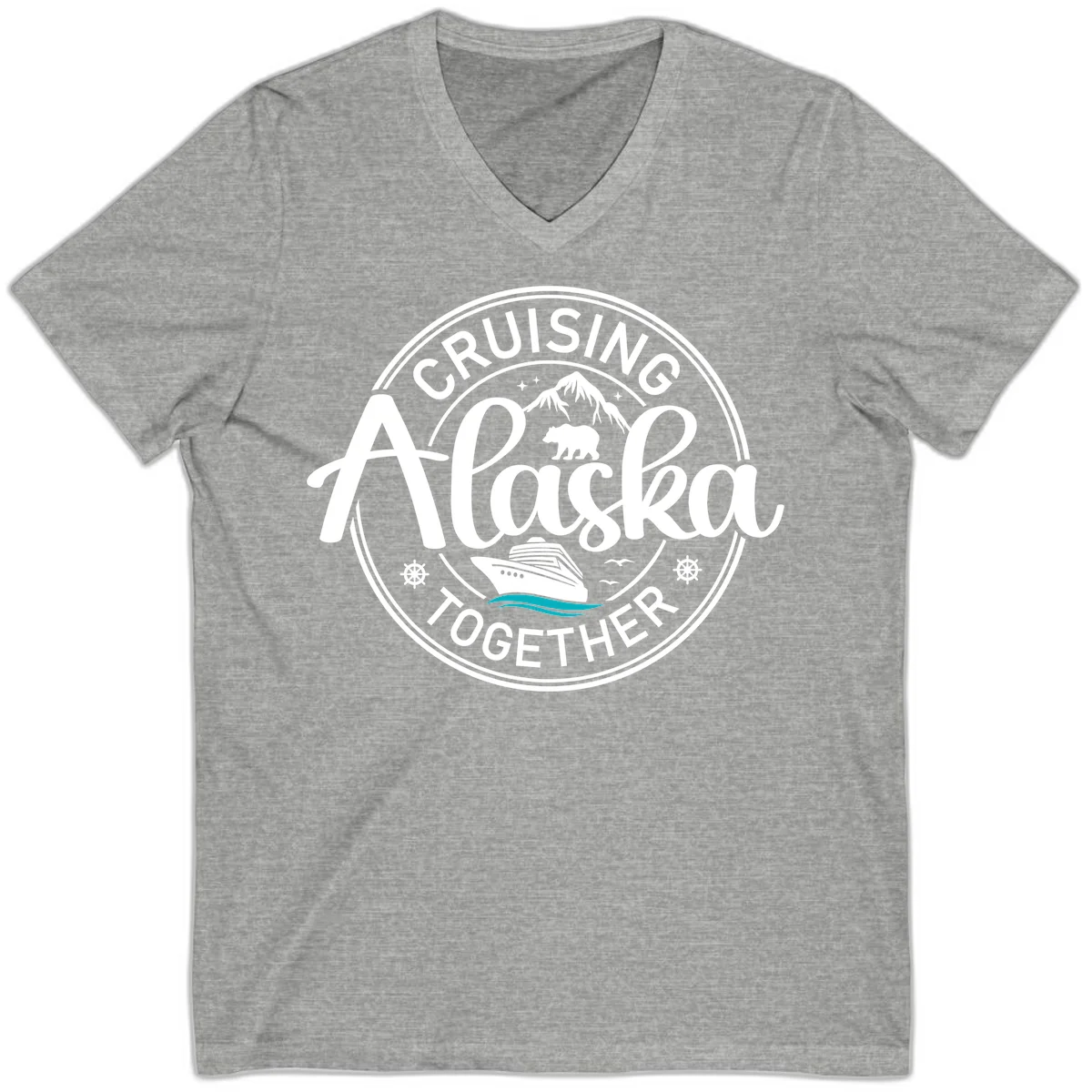 Cruising Alaska Together V-Neck in Athletic Heather