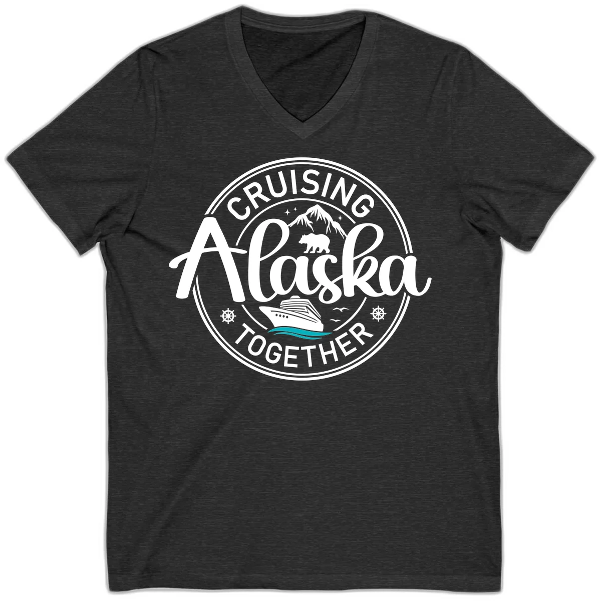 Cruising Alaska Together V-Neck in Dark Grey Heather