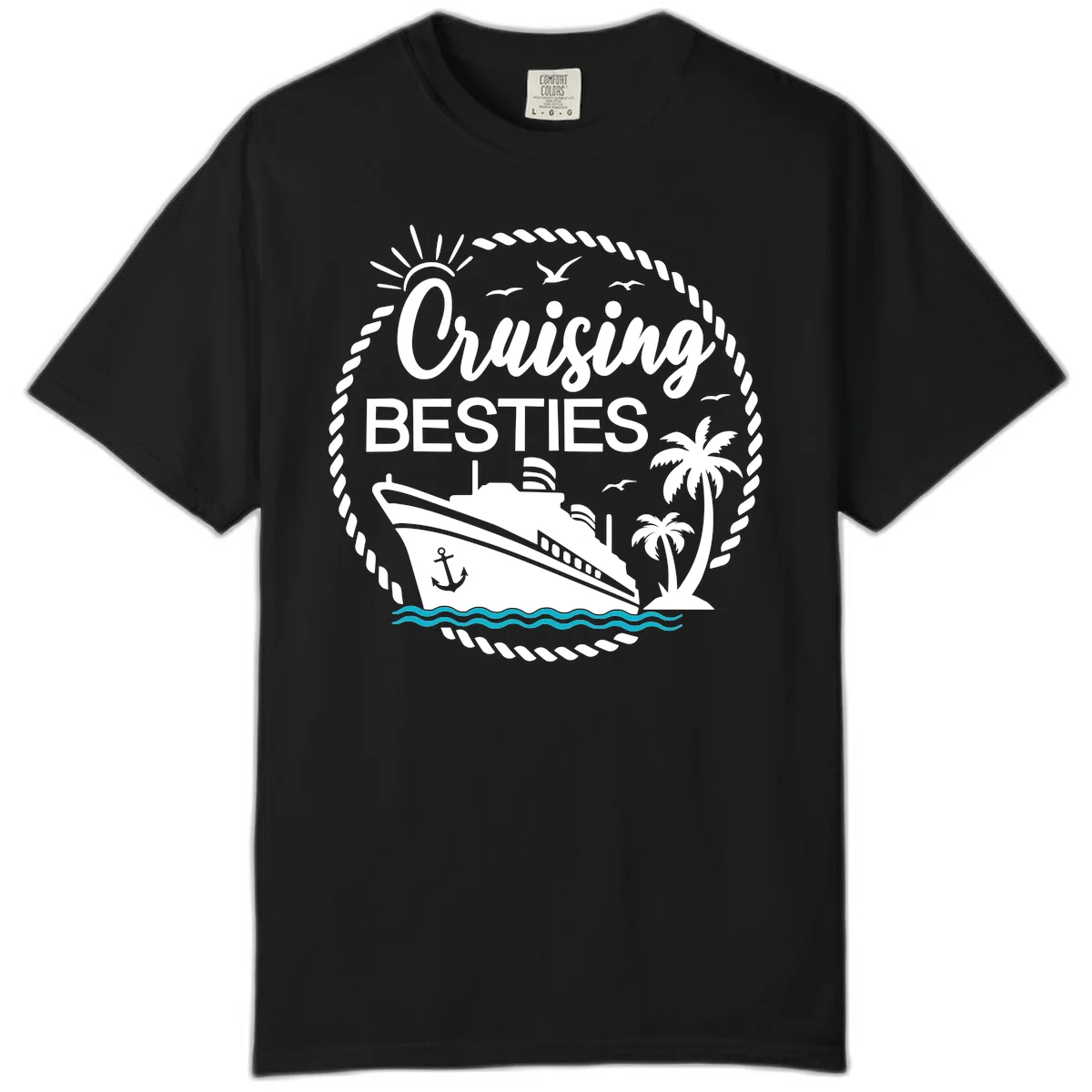 Cruising Besties Comfort Color Tee in Black